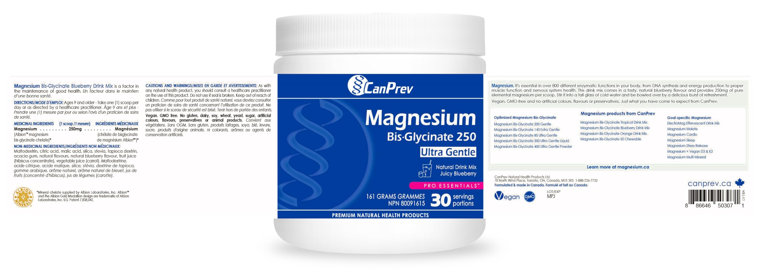 CanPrev - Magnésium Bisglycinate en poudre - Favorise la relaxation et le métabolisme énergétique