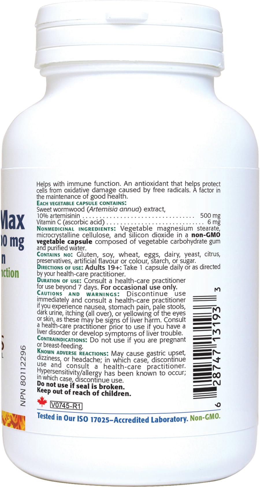 New Roots Herbal - Armoise Annuelle Max, 60 capsules - Artemisia annua 500 mg - 10 % d'artémisinine avec vitamine C 6 mg - Soutient la fonction du système immunitaire et favorise l'équilibre - Complément alimentaire pour adultes