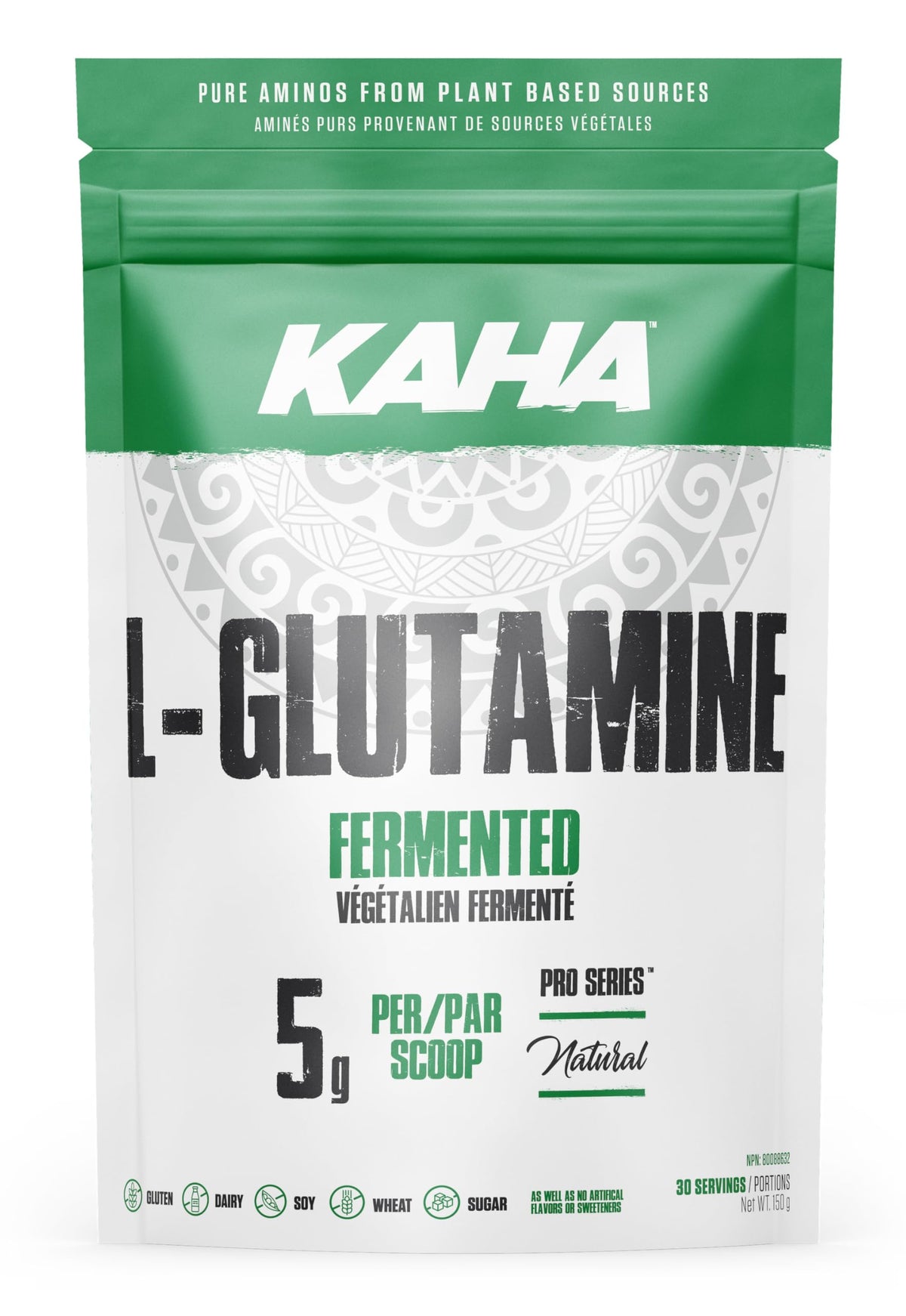 Kaha Nutrition Plant-Based Fermented L-Glutamine Powder 150g, 30 Servings – Pure for Active Recovery, Digestive Support & Healthy Canadian Lifestyles