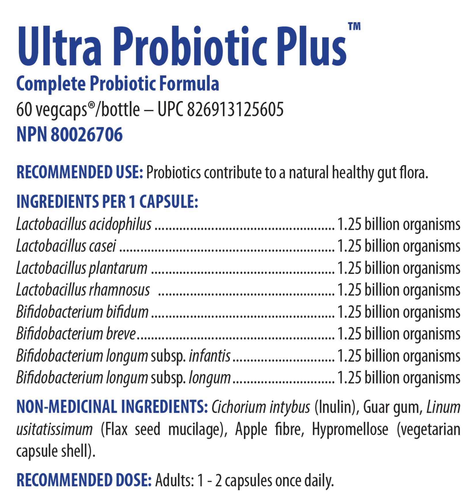 Ultra Probiotic Plus, 60 Vcapsules, Omega Alpha-Pack Option