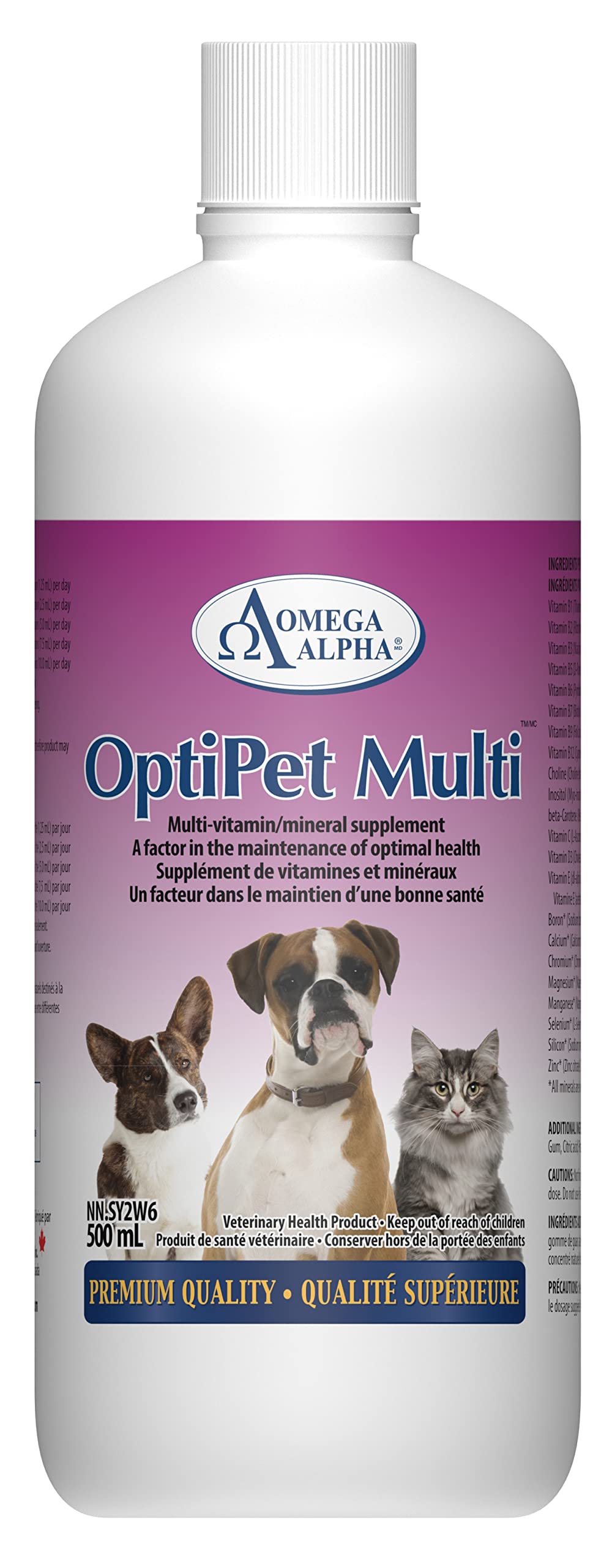 OptiPet Multivitamine Liquide, Compléments pour Chiens, Essentiels pour Chats, Vitamines et Compléments pour Chats et Chiens, Complément Multiminéral pour Animaux de Compagnie, Maintient la Santé Optimale des Animaux, 500 ml, Saveur Pomme