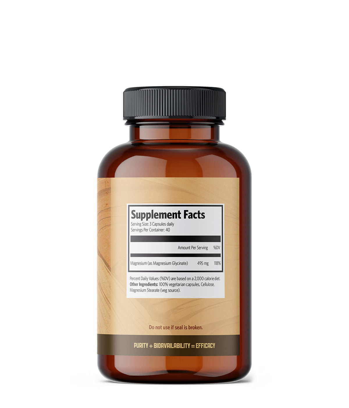 Pure Lab Vitamins | Magnesium Glycinate 165mg | Vegan, Gluten free, Sugar free, Soy free | Helps Maintain Muscle Function in Conditions like Pain, Constipation, Insomnia