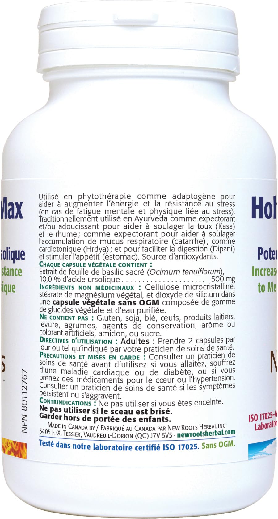 New Roots Herbal - Holy Basil Leaf Extract with Ursolic Acid 500mg 60 Caps 30-Day Supply - Healthy Supplement for Joint Support and Cholesterol Management - Organic Tulsi Capsules for Overall Wellness