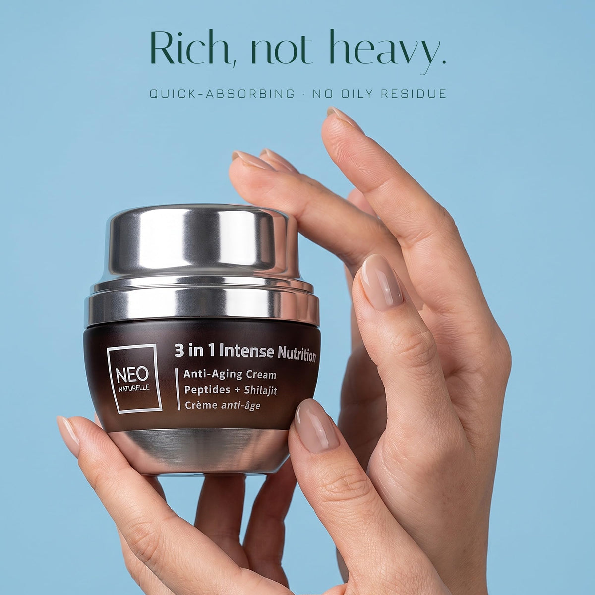 Neo Naturelle 3-in-1 Intense Nutrition Cream | Nutrient-Rich Moisturizer for Face & Eyes, Day & Night | Peptides, Ceramides, Hyaluronic Acid & Shilajit | Normal to Dry Skin | Natural, Vegan | 50 mL