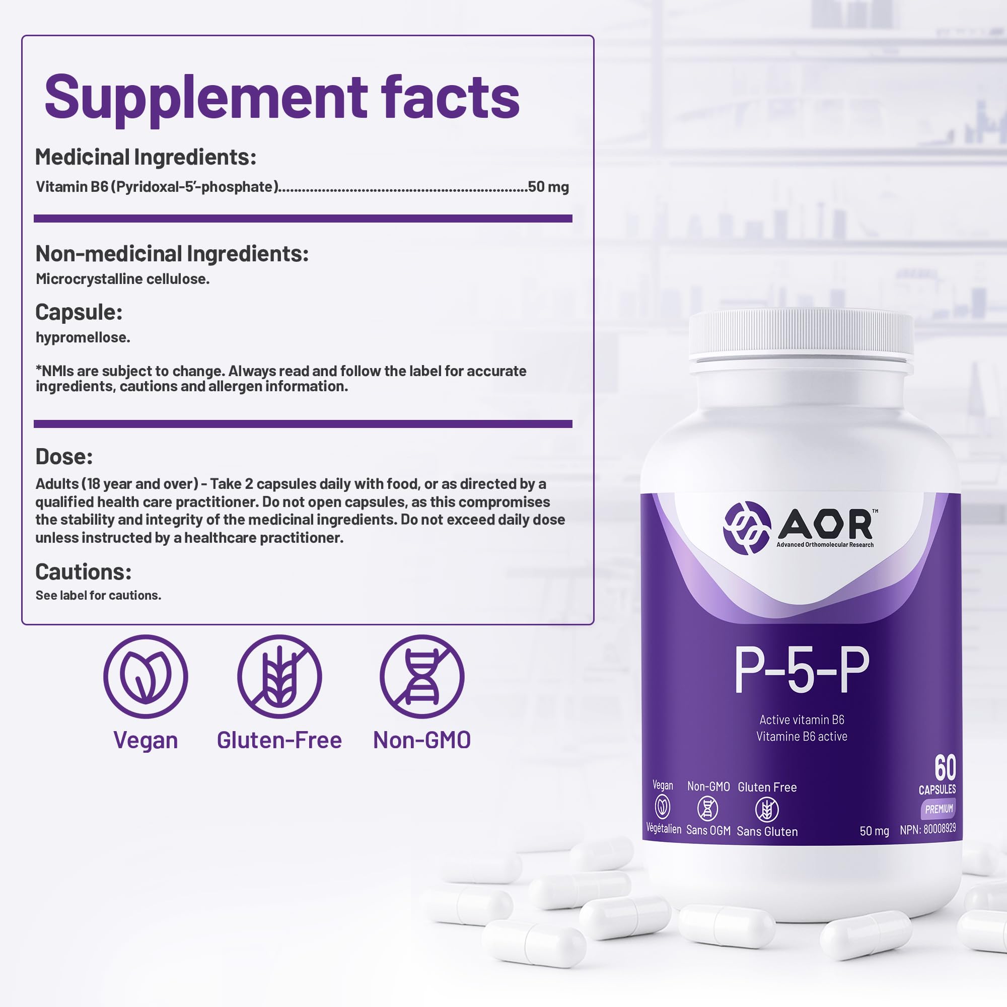 AOR P5P Complément de Vitamine B6 50 mg
