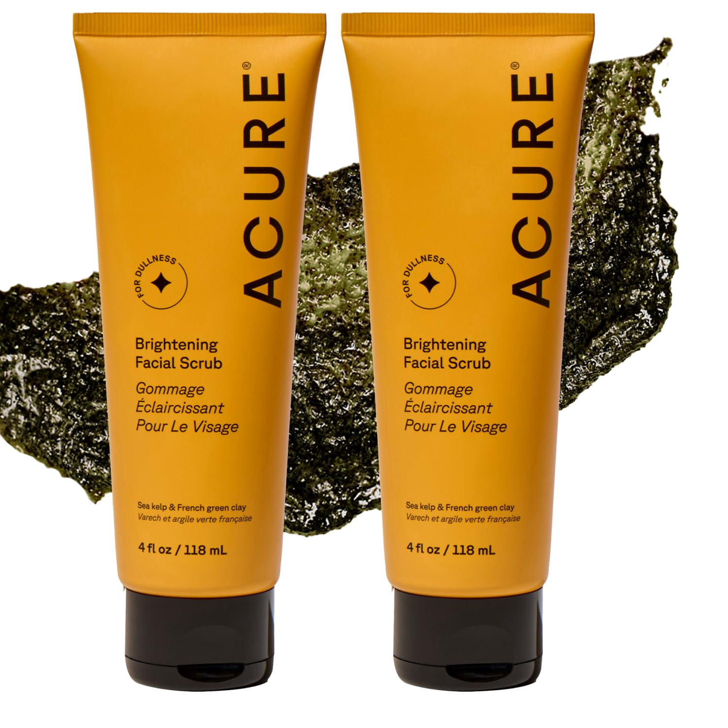 Acure Brightening Facial Scrub, Exfoliating Face Wash, Gentle Daily Scrubber & Exfoliator for Women & Men for Radiant Skin, Cleansing Wash with Sea Kelp & French Green Clay