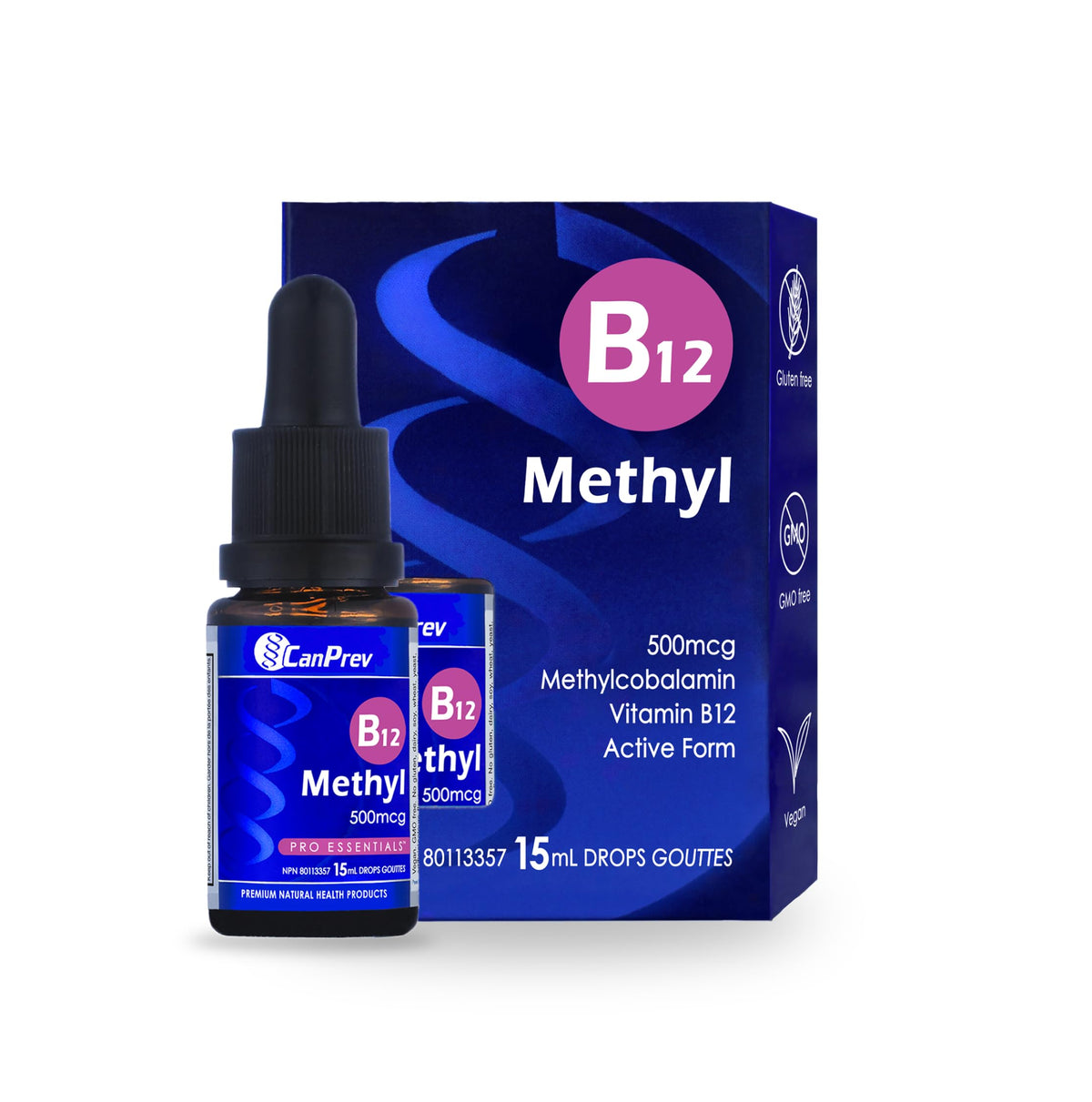 CanPrev Vitamin B12 Liquid Drops, Methylcobalamin 500mcg, for Adults, 15 ml