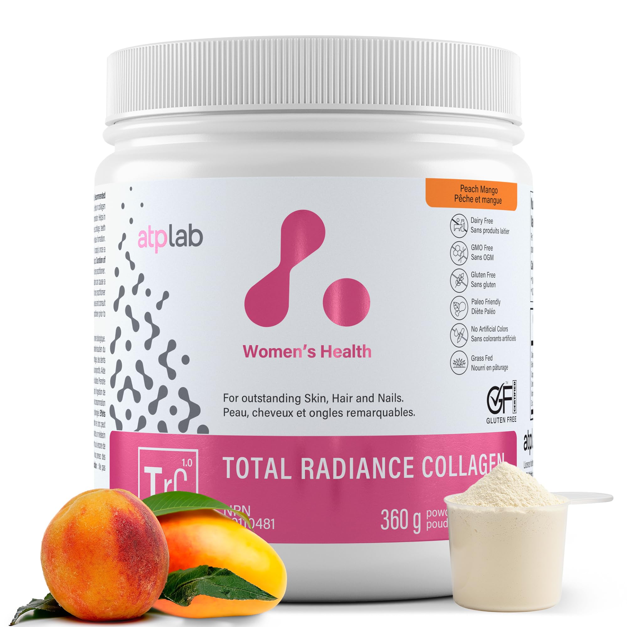 ATP LAB - Total Radiance Collagène 360g - Poudre de protéines de collagène pour femmes - Pour la peau, les cheveux et les ongles - Suppléments de collagène pour femmes