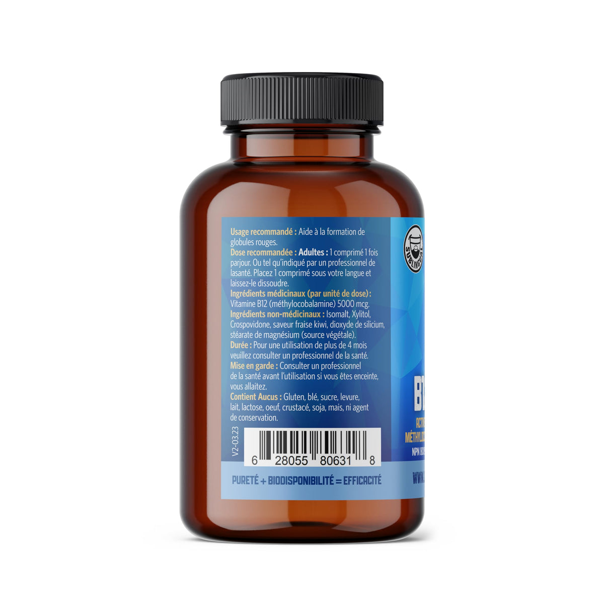 Pure Lab Vitamins | Bioactive Vitamin B12 5000mcg | 60 Tablets | Sublingual B12 Methylcobalamin 5000 mcg | Metabolism Boosters Energy Supplement | Helps in Normal Immune System Function - Gluten Free