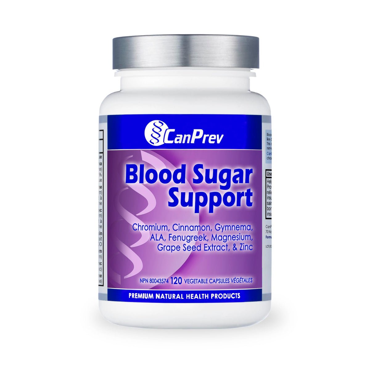 CanPrev Blood Sugar Support, 120 Veg Capsules, 60 Day Supply, Balanced Glucose & Nerve Support for Daily Vitality, Vegan, Made in Canada