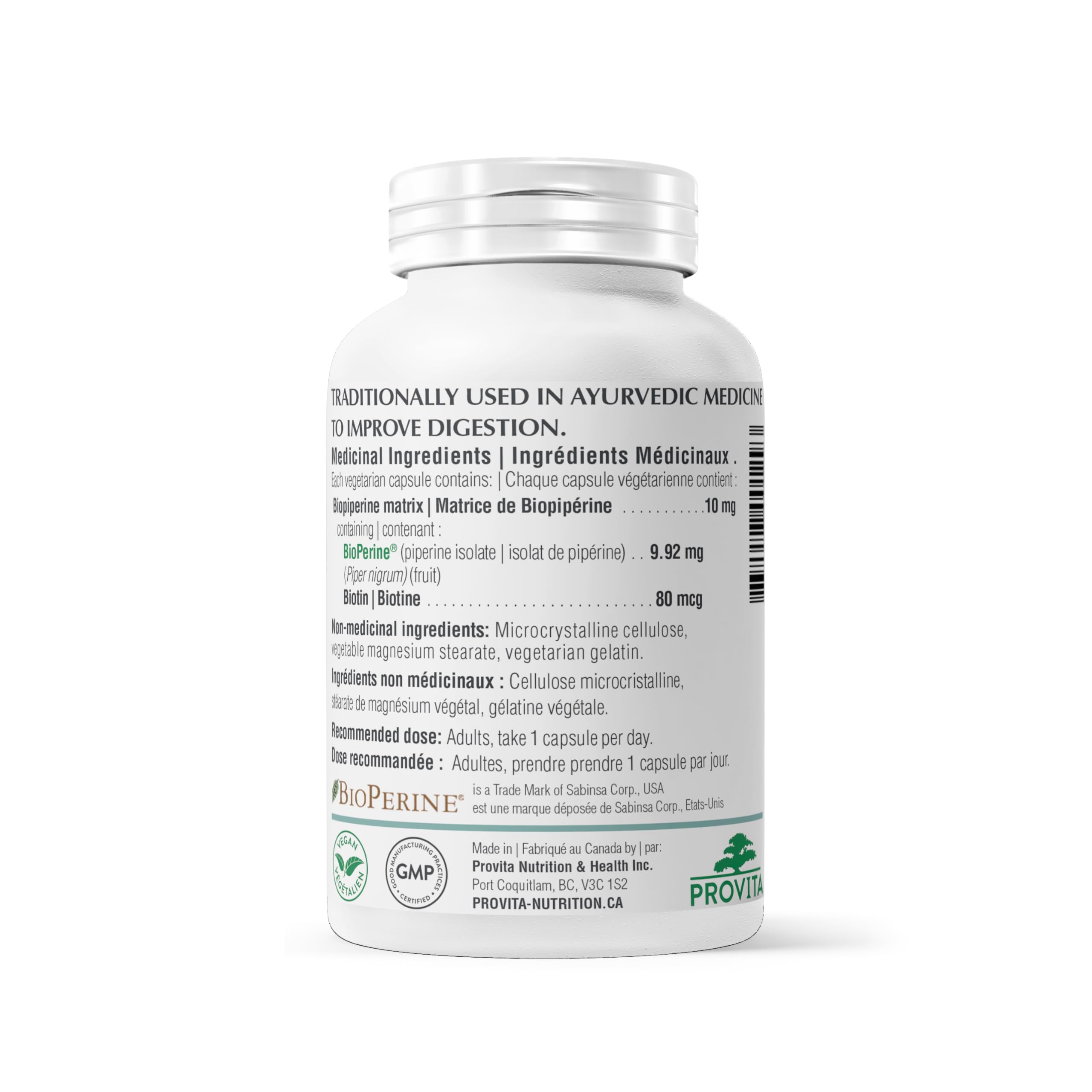 Biopiperine by Provita Nutrition (Canadian Made) 60 Capsules