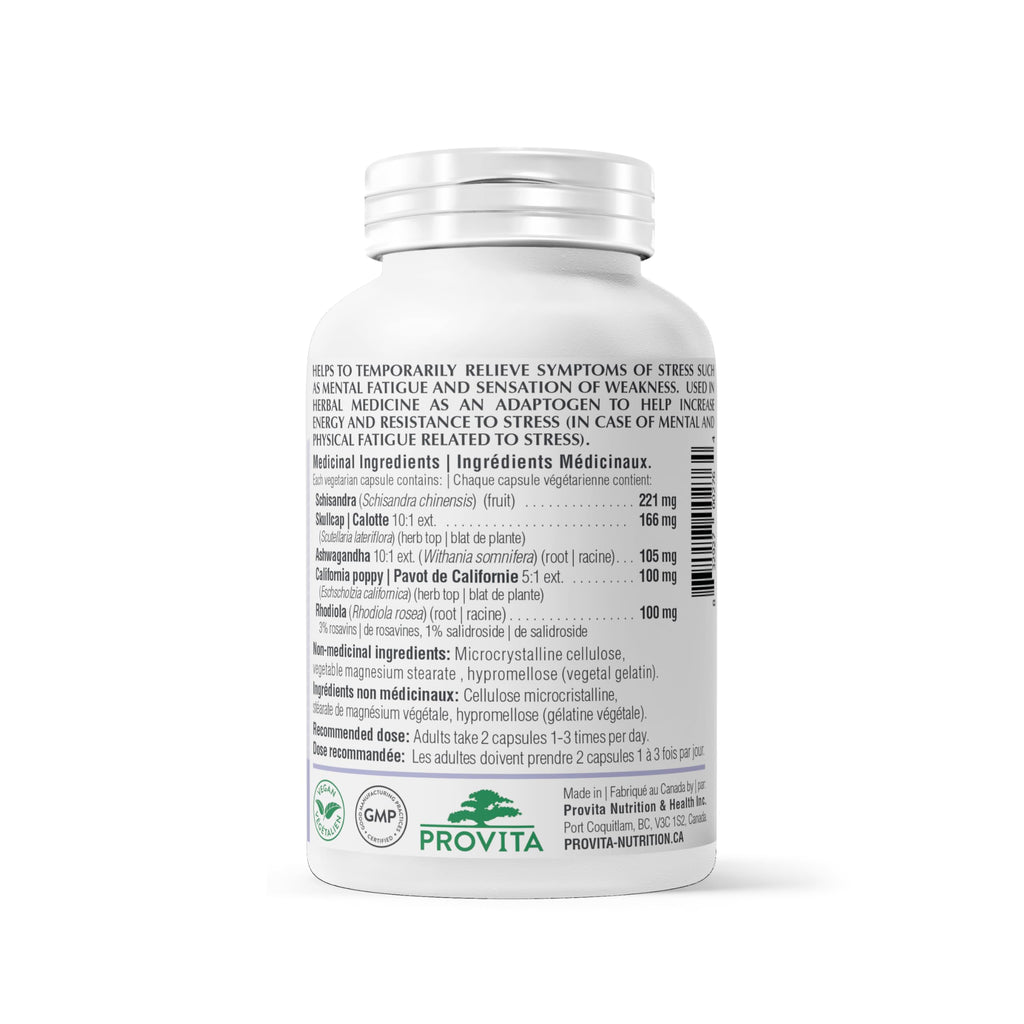 Adaptogenix™ - Natural Stress & Fatigue Relief Supplement by Provita | Skullcap, Schisandra, California Poppy, Ashwagandha & Rhodiola | Boost Energy & Resilience | Calm & Relaxation | 90 Capsules