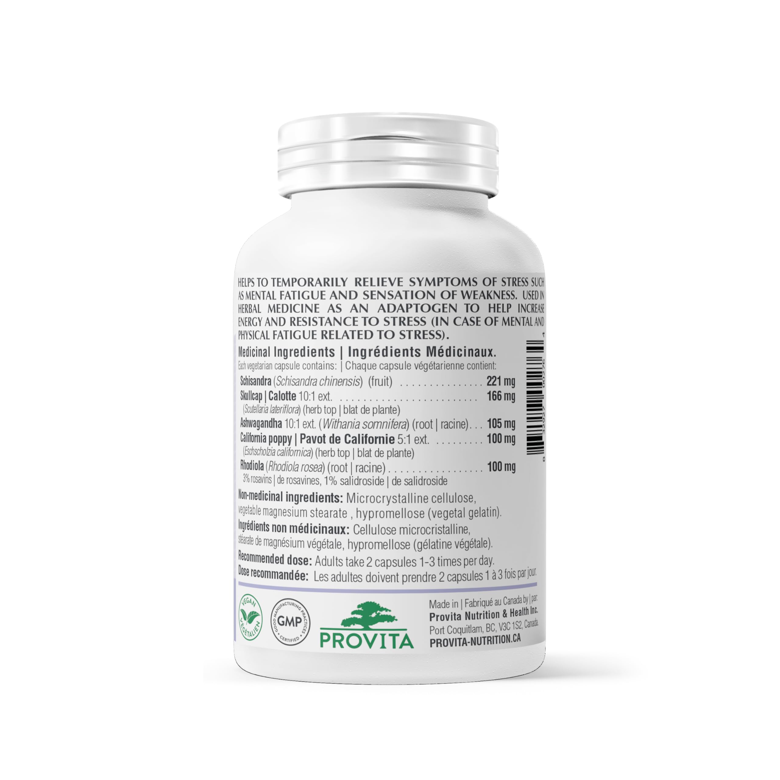 Adaptogenix™ - Natural Stress & Fatigue Relief Supplement by Provita | Skullcap, Schisandra, California Poppy, Ashwagandha & Rhodiola | Boost Energy & Resilience | Calm & Relaxation | 90 Capsules