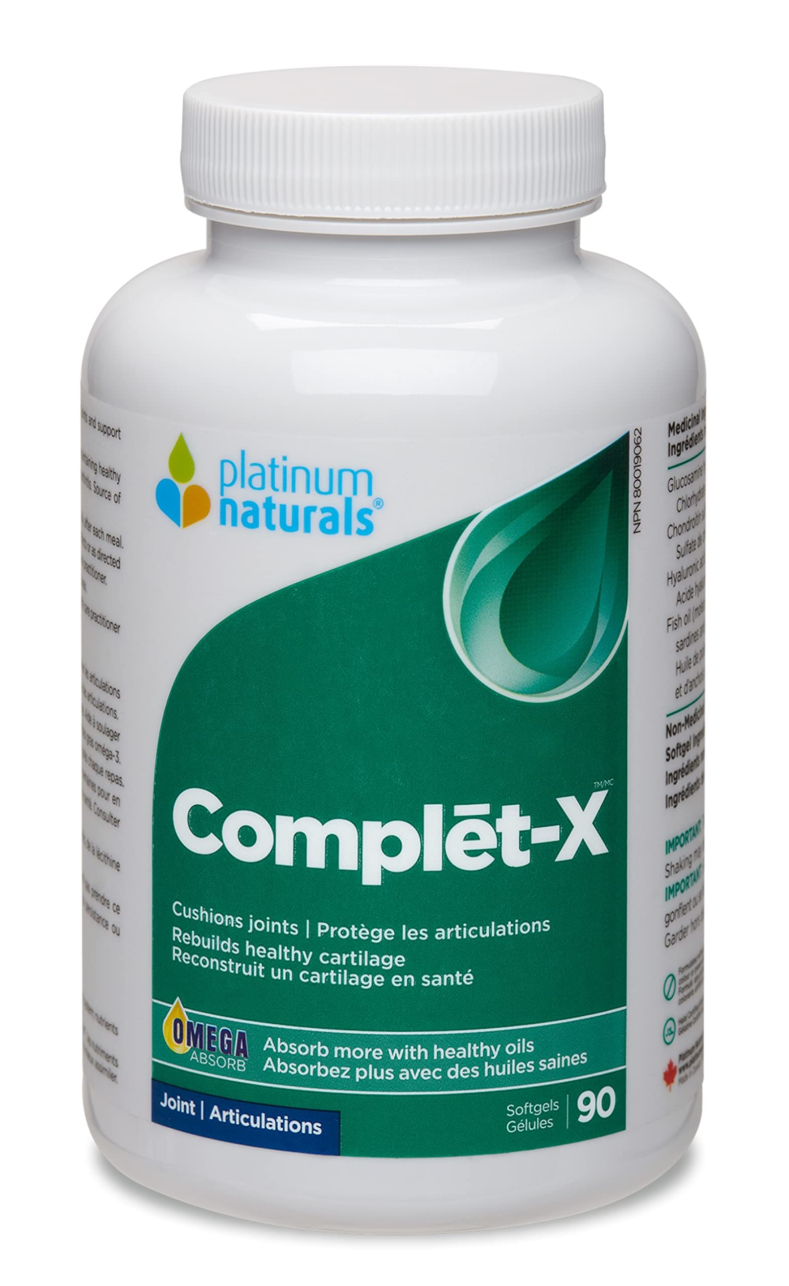 Platinum Naturals Complƒìt-X, 90 gélules – Soutien articulaire avec glucosamine, chondroïtine et huile de poisson oméga-3 – Supplément avancé pour hommes et femmes – Maintien des articulations et du cartilage