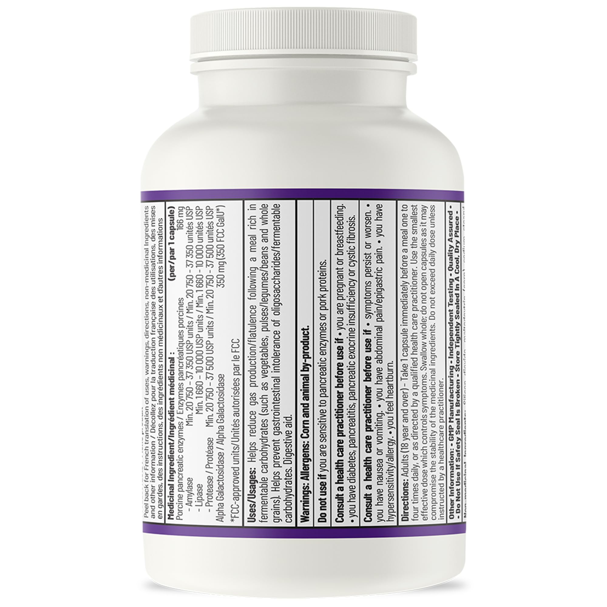 AOR Zymes Enzymes pancréatiques 516mg, 100 gélules pour 100 jours – Aide à prévenir l'intolérance gastro-intestinale, soutien digestif avec lipase, amylase et protéase – Sans OGM et sans gluten