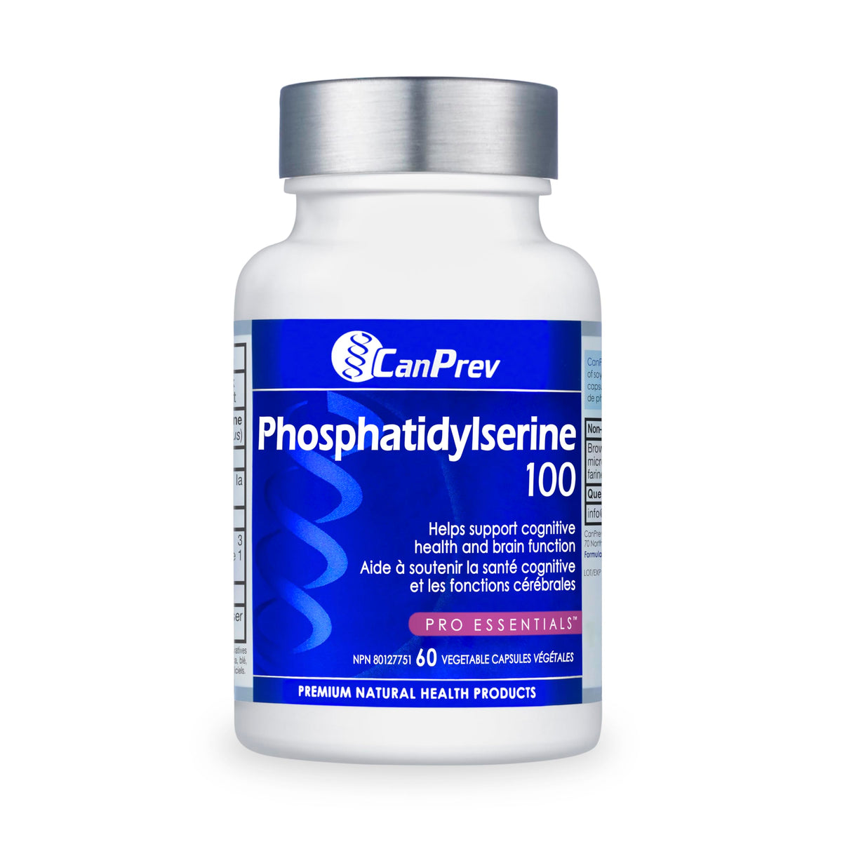 CanPrev Phosphatidylserine 100mg, Sunflower Lecithin, Soy Free, 60 Capsules