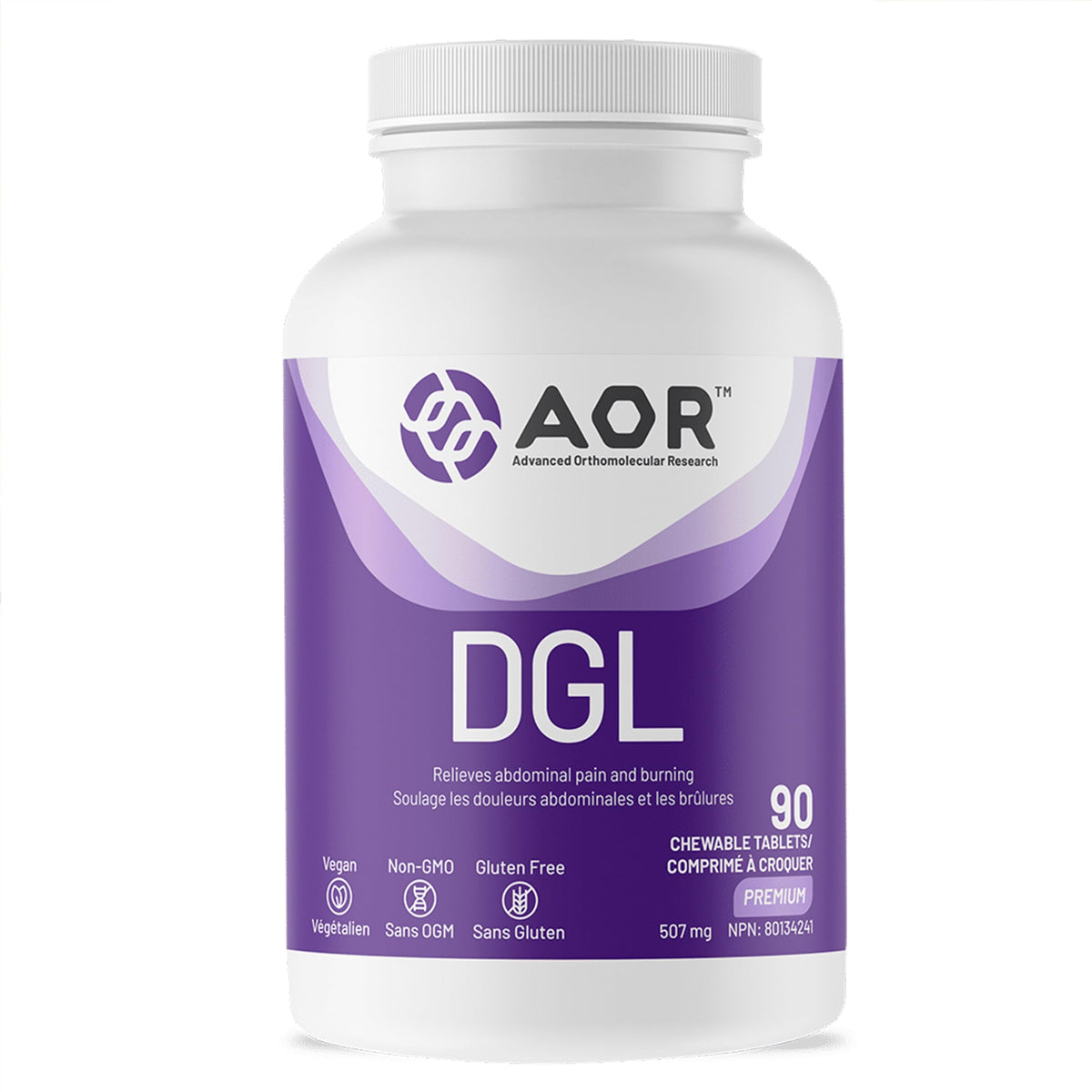 AOR DGL Deglycyrrhizinated Licorice Root Chewable Tablets, 507mg, 90 Ct