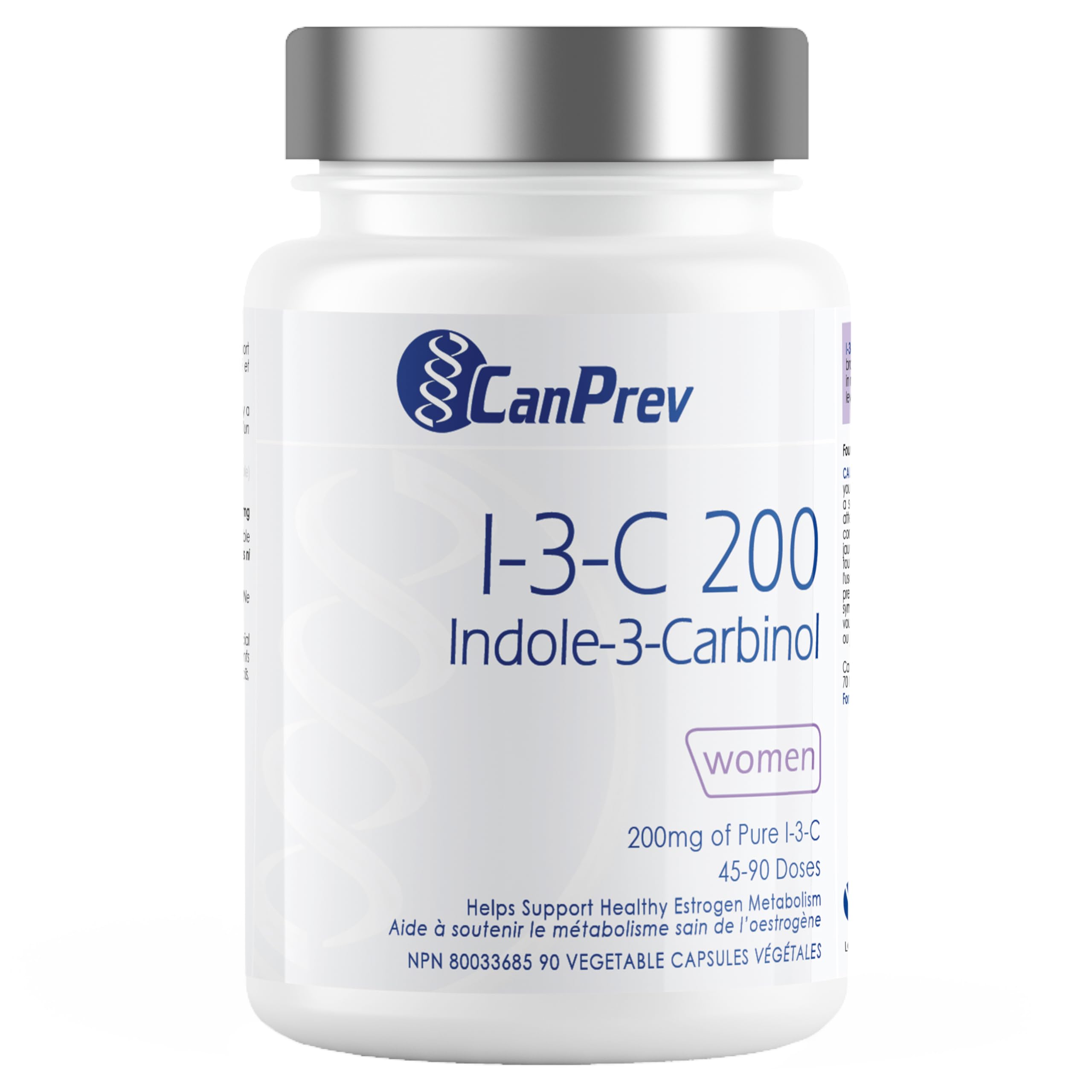 CanPrev Indole-3-Carbinol 200mg, 90 V-Caps, 90 jours d'approvisionnement - Supplément de soutien hormonal pour femmes, favorise l'équilibre œstrogénique, soutient la santé de la peau et des seins, soutien antioxydant - Convient aux végétaliens