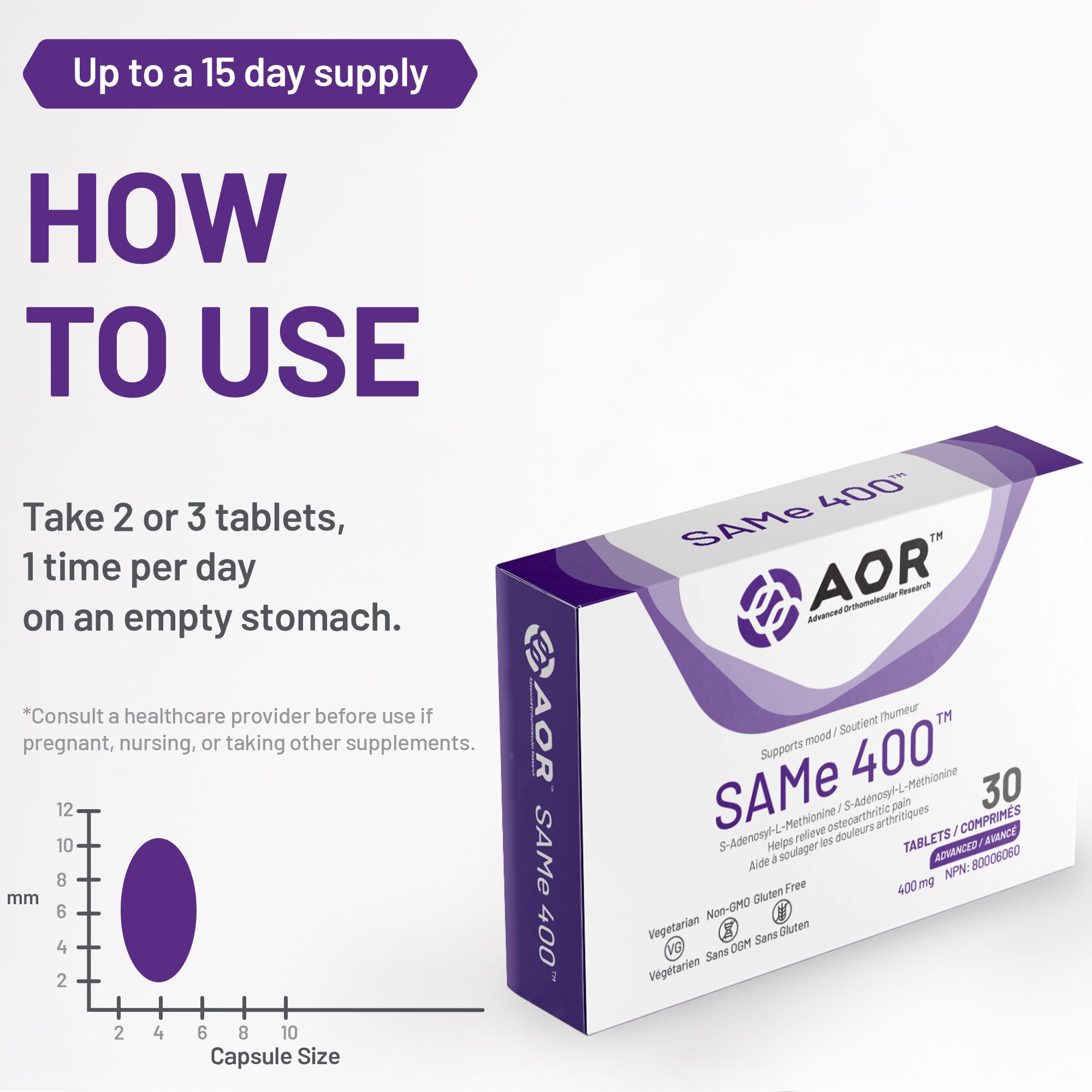 AOR - SAMe 400 - 60 comprimés