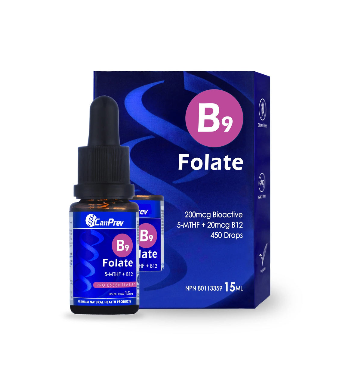 CanPrev Folate B12 Liquid Drops, Methylated Folate, 15 ml, 450 Servings