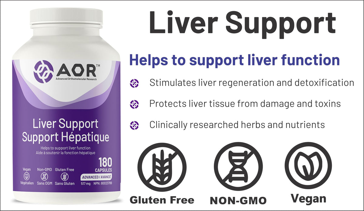 AOR Liver Support Supplement, Milk Thistle 40% Silymarin, NAC, 180 Capsules