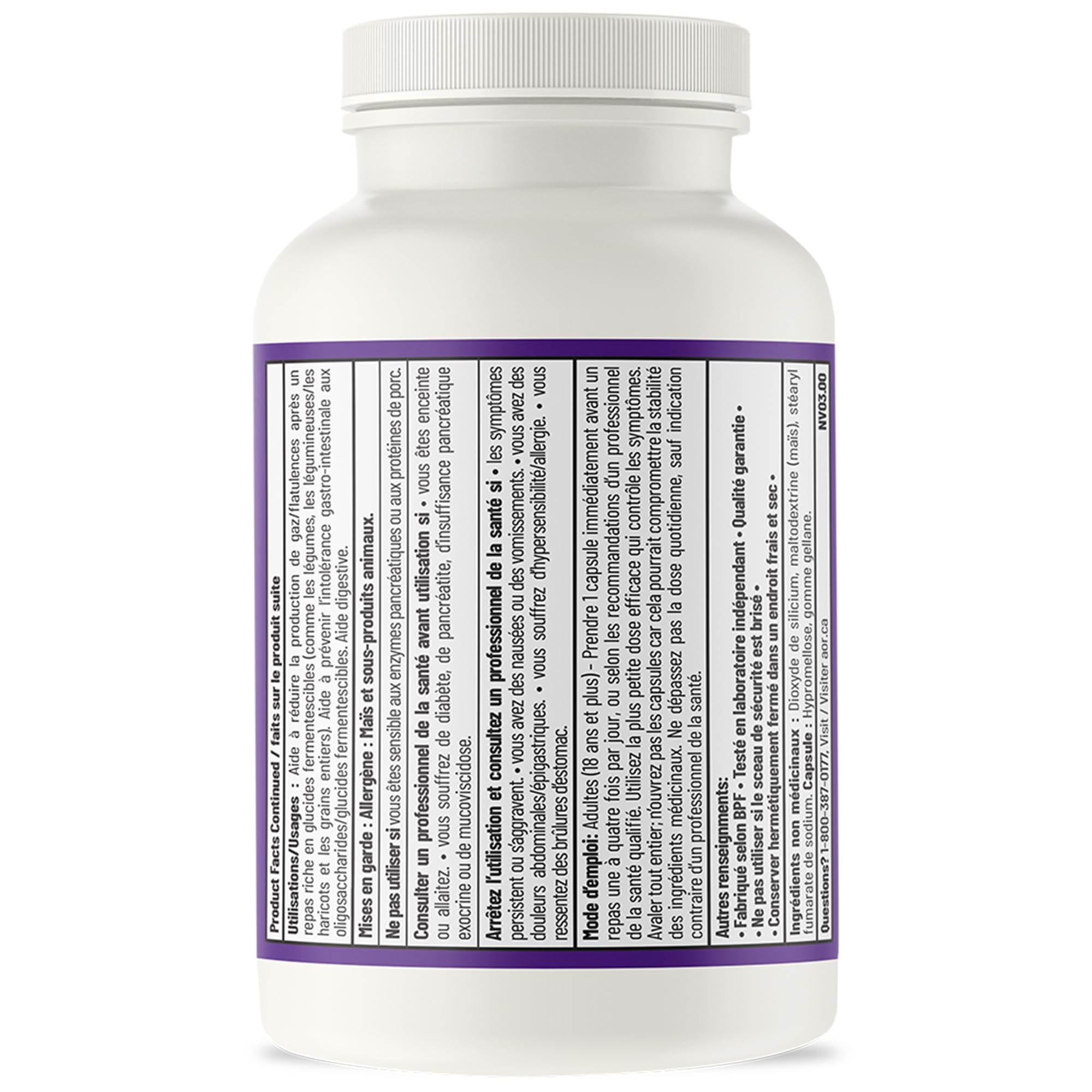 AOR Zymes Enzymes pancréatiques 516mg, 100 gélules pour 100 jours – Aide à prévenir l'intolérance gastro-intestinale, soutien digestif avec lipase, amylase et protéase – Sans OGM et sans gluten