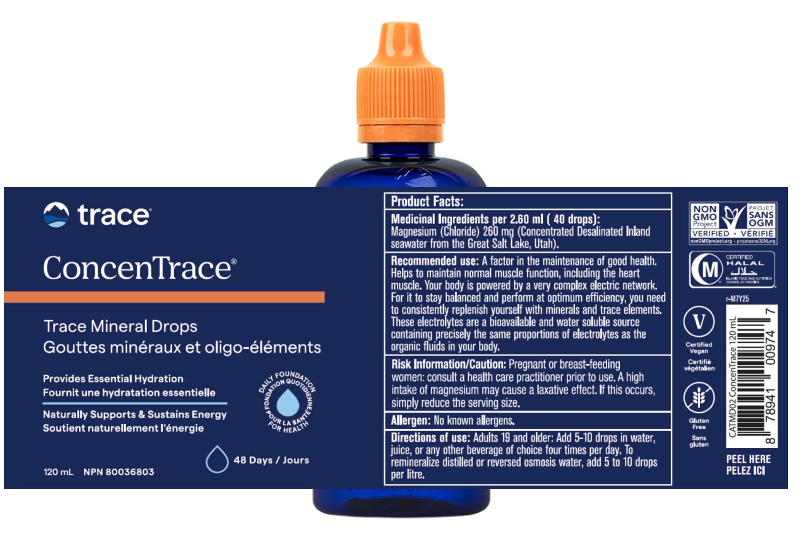 Trace Minerals ConcenTrace Drops | 240 ML, 96 Day Supply | Full Spectrum Minerals | Ionic Liquid Magnesium, Chloride, Potassium | Low Sodium | Energy, Electrolytes, Hydration