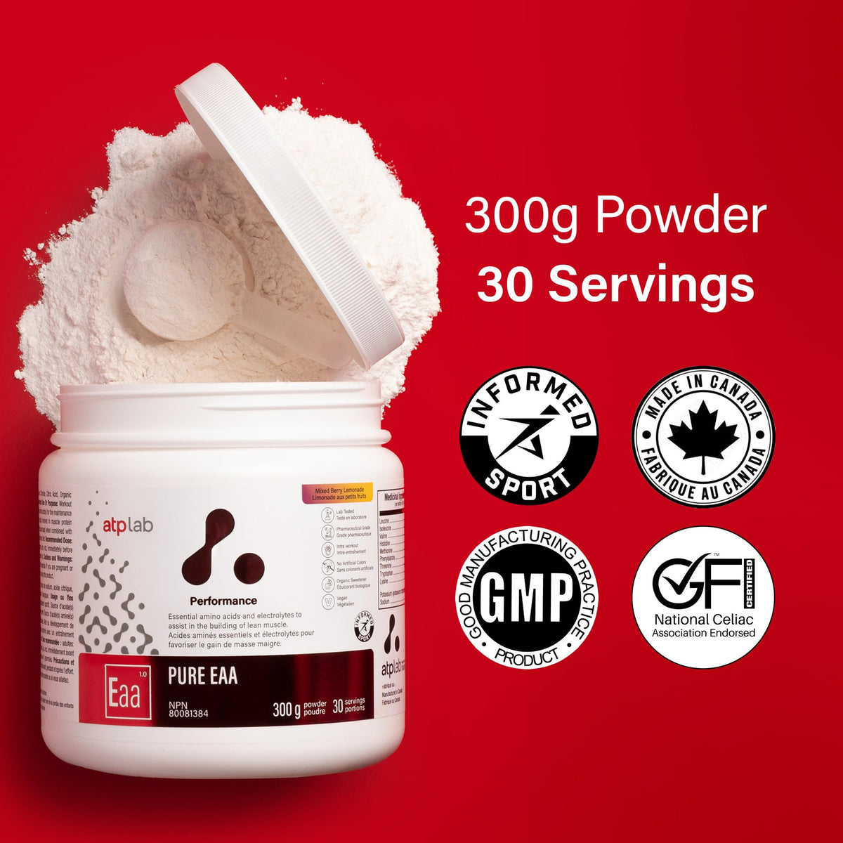atplab Pure EAA Powder, Mixed Berry Lemonade, 300g, 30 Servings
