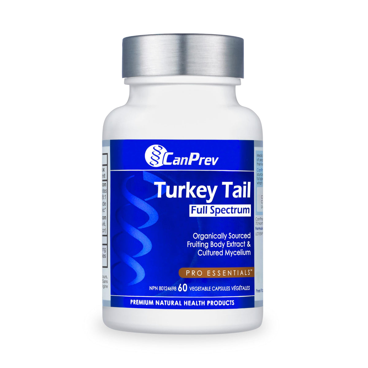 CanPrev Turkey Tail Mushroom Supplement, Organic, Vegan, 60 Veg Capsules