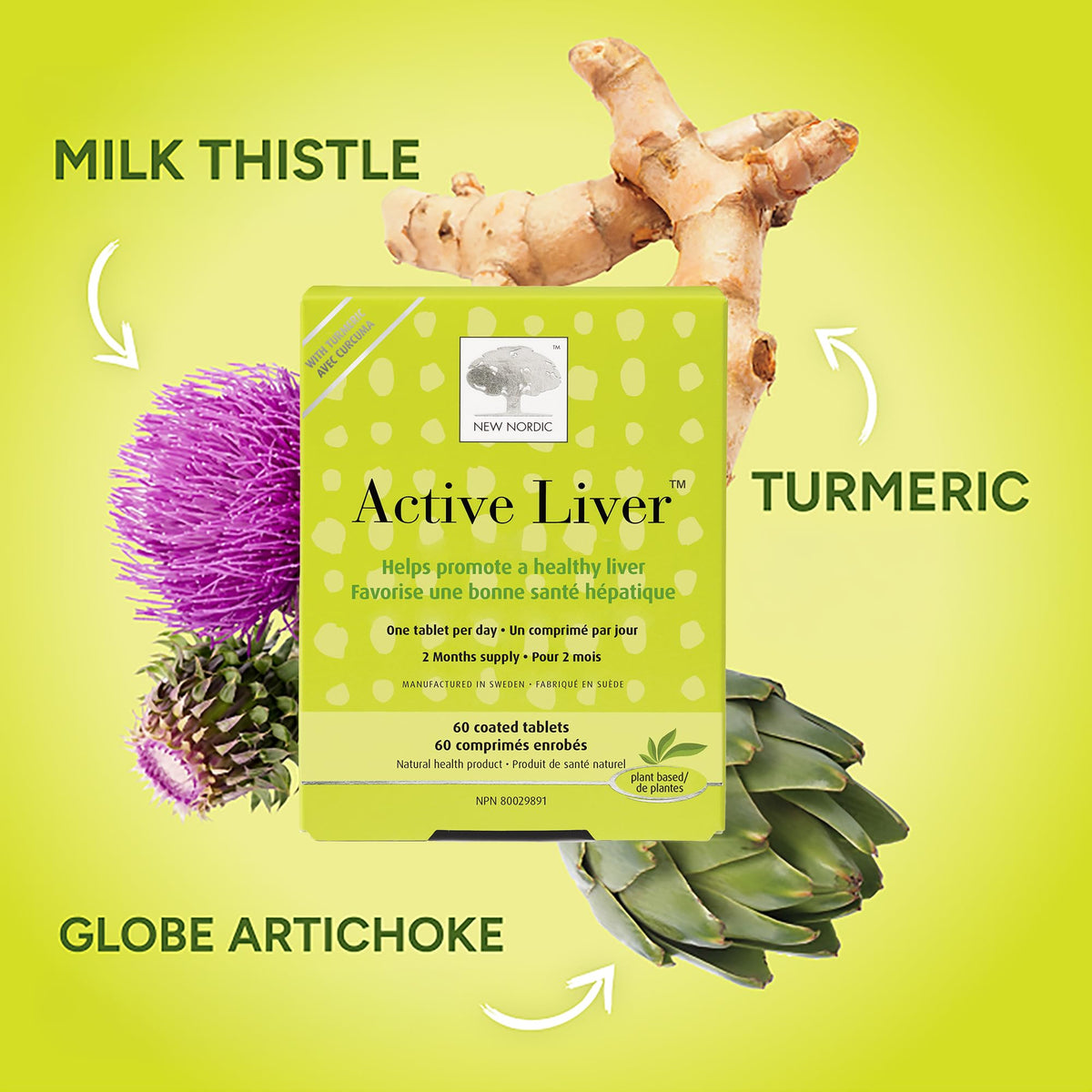 New Nordic Active Liver Vegan Tablets, Plant-Based Liver Support with Milk Thistle, Artichoke & Turmeric for Enhanced Daily Vitality