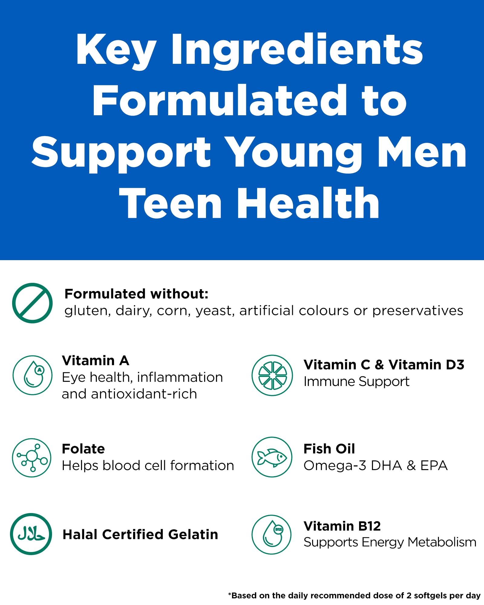 Platinum Naturals - Easymulti Ado pour jeunes hommes | ADH | Cerveau et peau