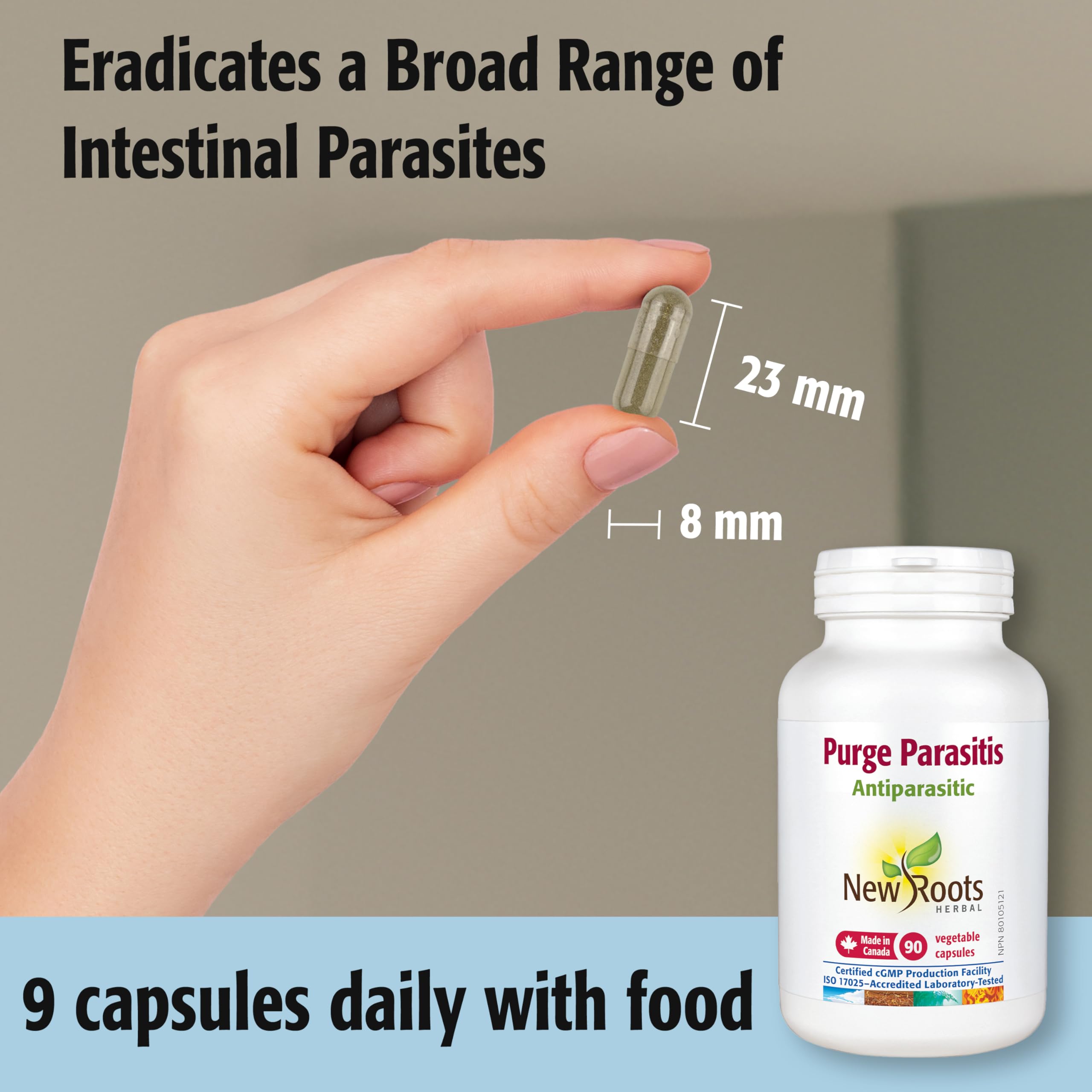 New Roots Herbal Purge Parasitis Capsules, 180 gélules végétales pour adultes – Nettoyage complet des parasites avec de l'armoise, de la coque de noix noire – Supplément de soutien digestif et antiparasitaire – 1 bouteille