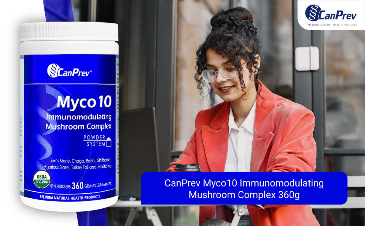CanPrev Myco10 Organic 7 Mushroom Powder, Lion's Mane, 360g, 100 Day Supply