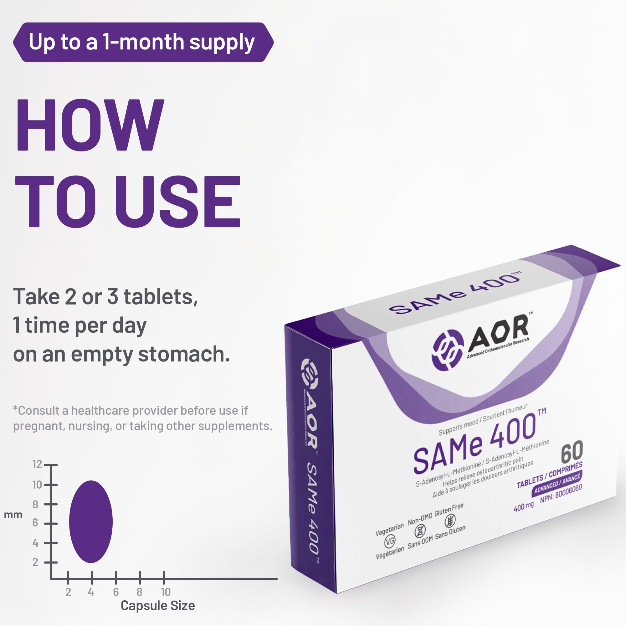 AOR - SAMe 400 - 60 comprimés
