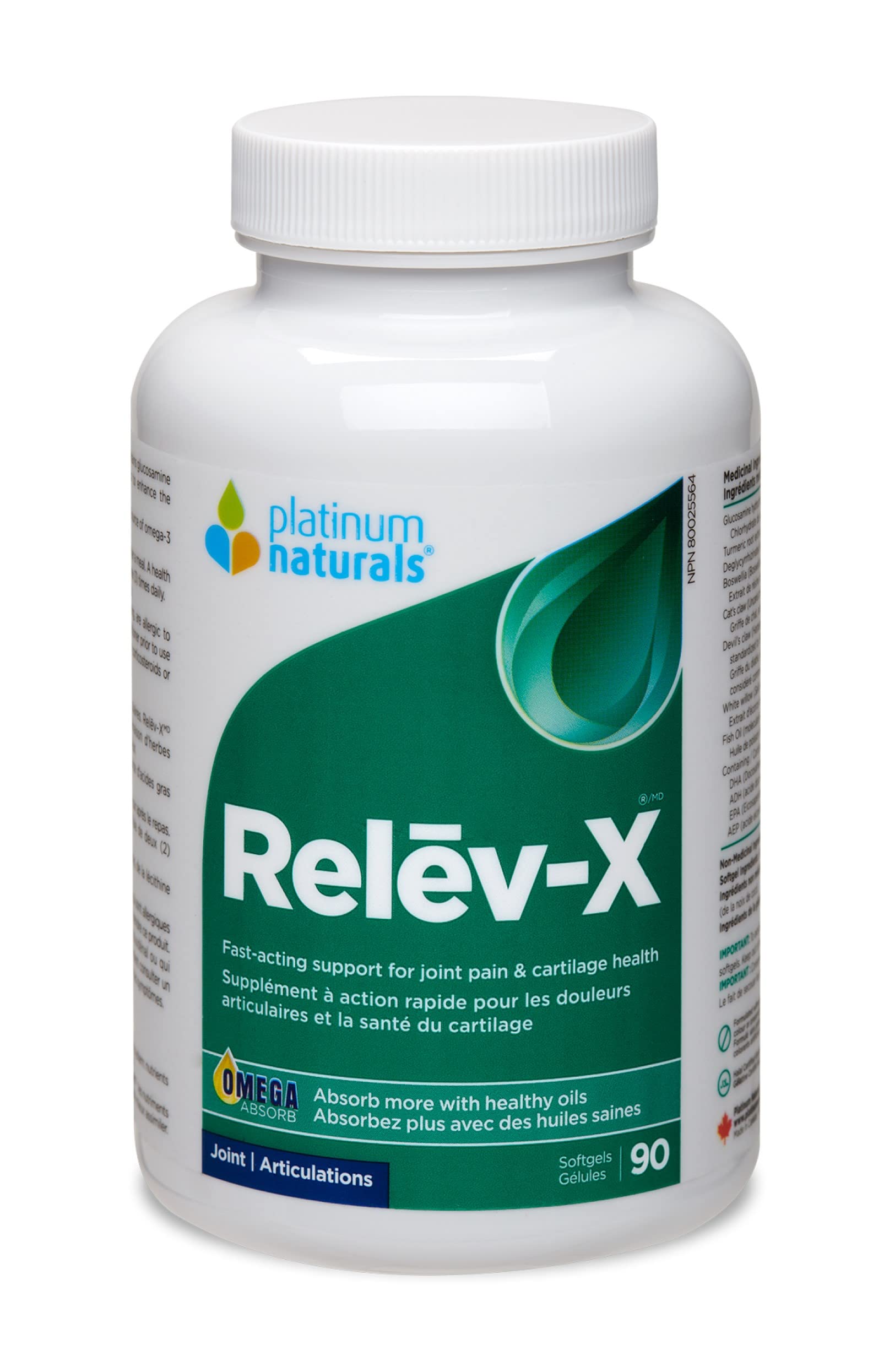Platinum Naturals Relev-X, 90 Softgels - Advanced Joint Support for Men & Women, Joint Relief - Supports Cartilage & Joint Function, High Potency Antioxidants with Omega 3, EPA, DHA & Turmeric