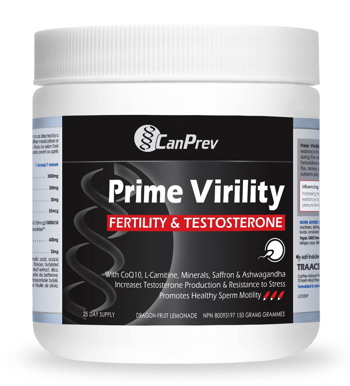 CanPrev Prime Virility Powder, CoQ10, Zinc, Vitamin D3, Ashwagandha, 150g