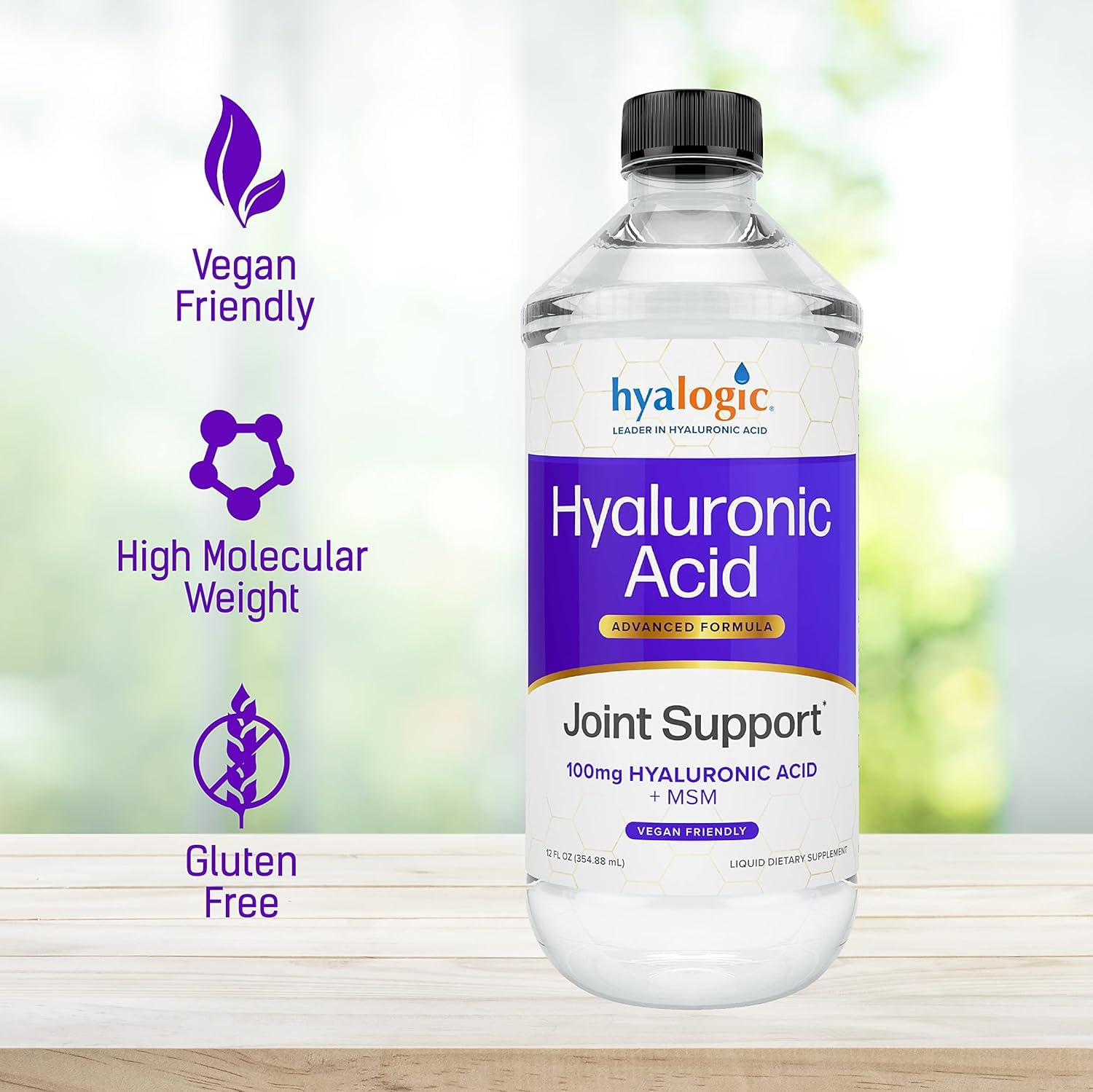 Hyalogic Hyaluronic Acid Joint Support Supplement (12 oz) Advanced Formula Joint Supplement ‚Äì MSM & 100 mg Hyaluronic Acid Supplements ‚Äì Joint Supplements for Women & Men for Overall Joint Health
