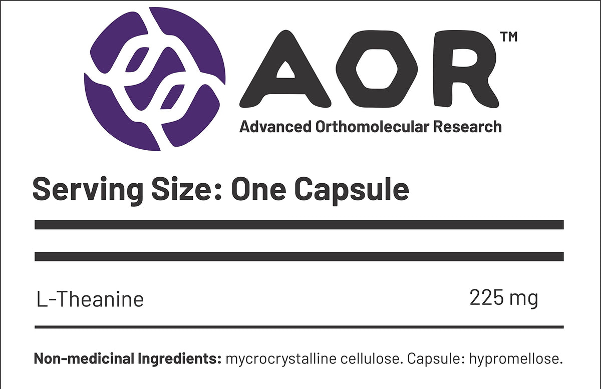 AOR Zen Theanine 225mg Capsules, Relaxation, Gluten Free, 60 Capsules