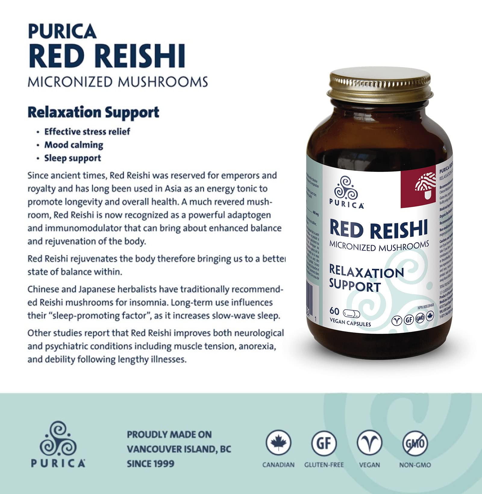 PURICA - Reishi Rouge - Champignons micronisés - Aide à la relaxation