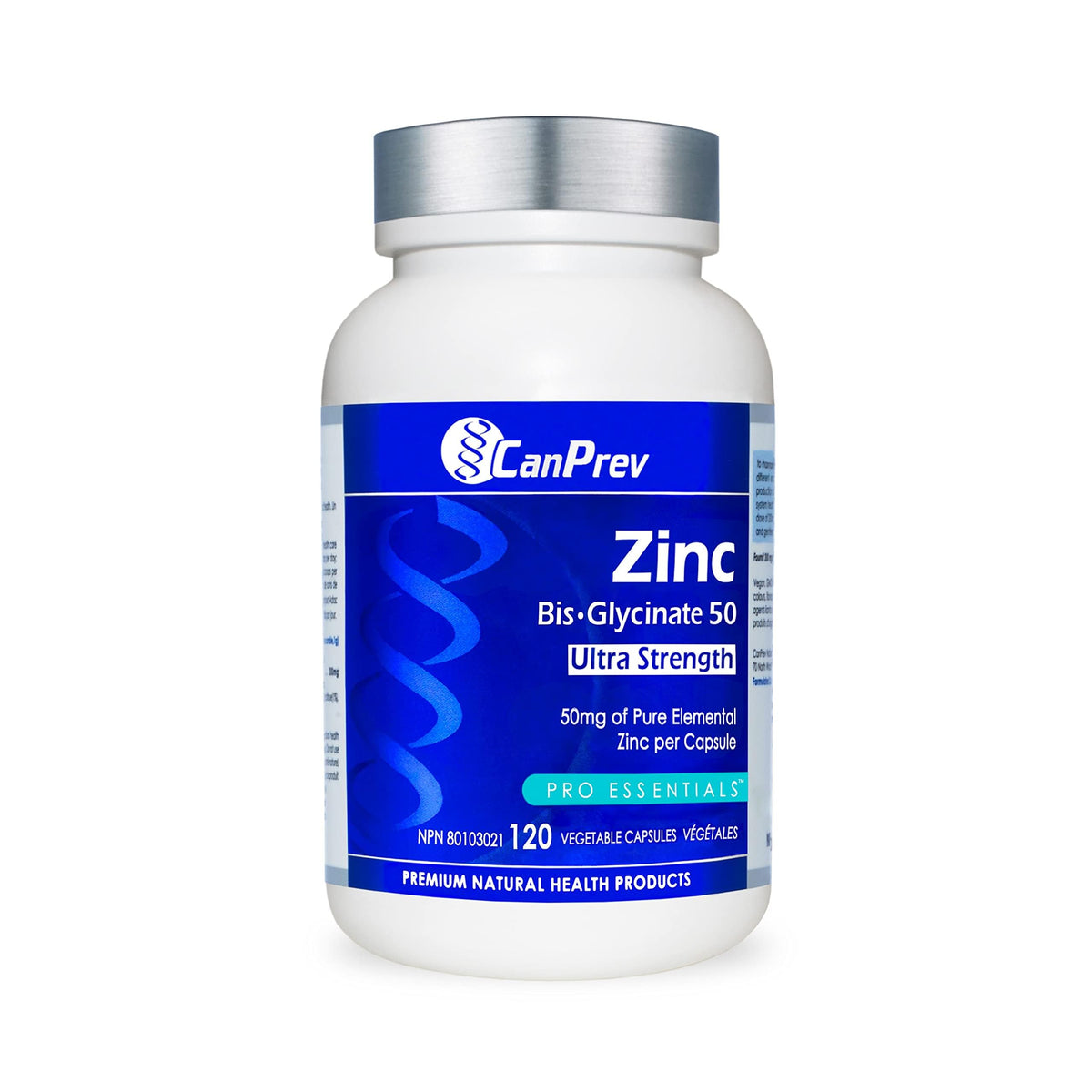 CanPrev Zinc Supplements, Zinc Bisglycinate Chelate, 50mg, 120 Capsules