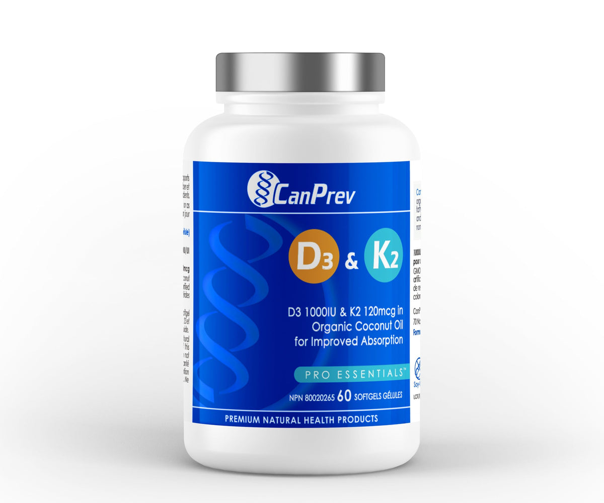 CanPrev Vitamin D3 K2 Supplement, Coconut Oil, 60 Softgels, 60 Day Supply