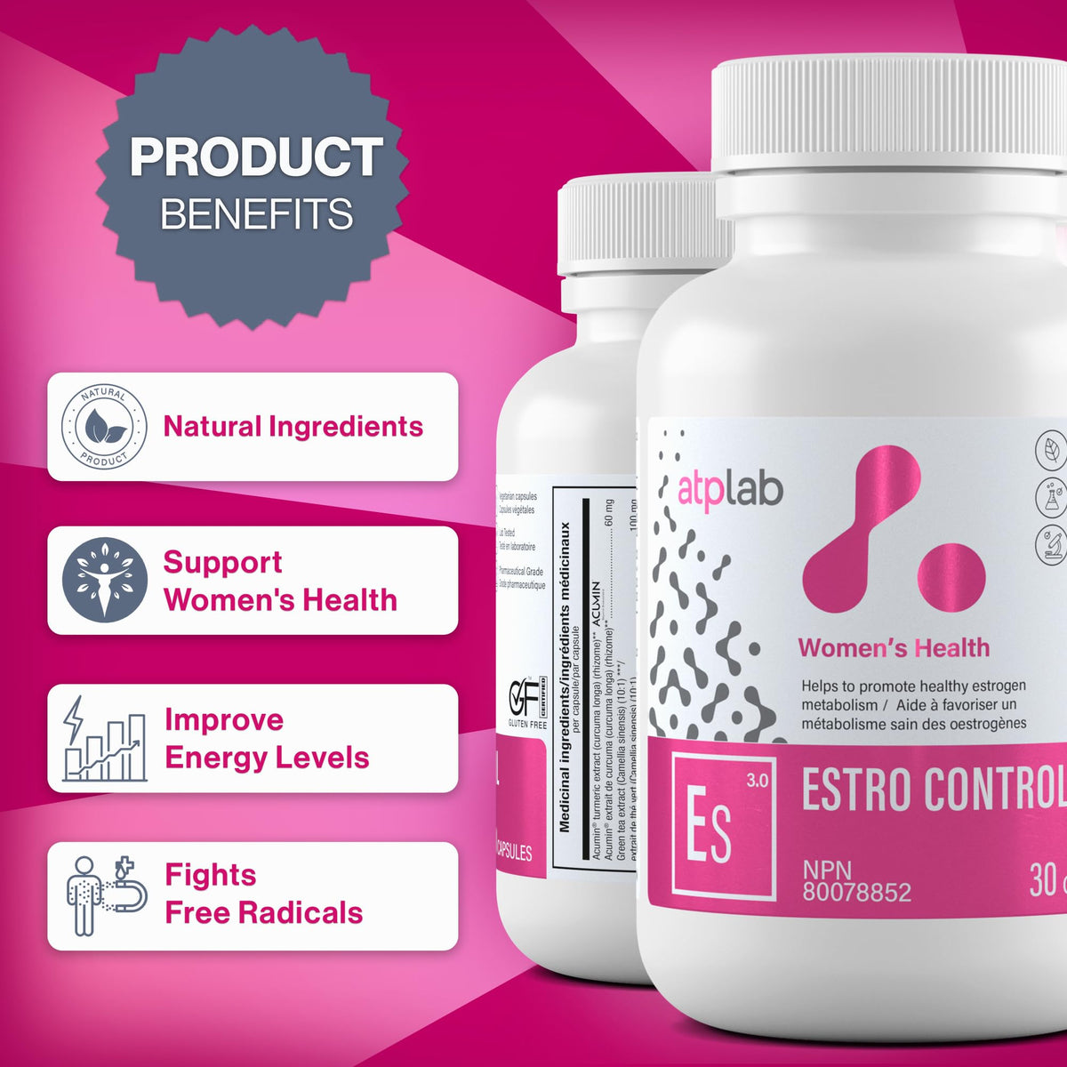 atplab Estro Control Capsules, 100 mg DIM, Calcium D-Glucarate, 30 Capsules