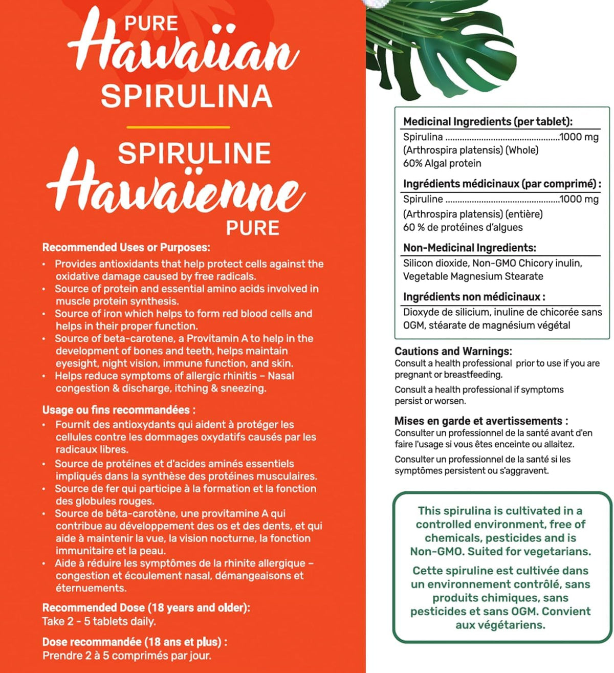 Gandalf Pure Hawaiian Spirulina Supplement Tablets, 1,000 mg, 60 Day Supply