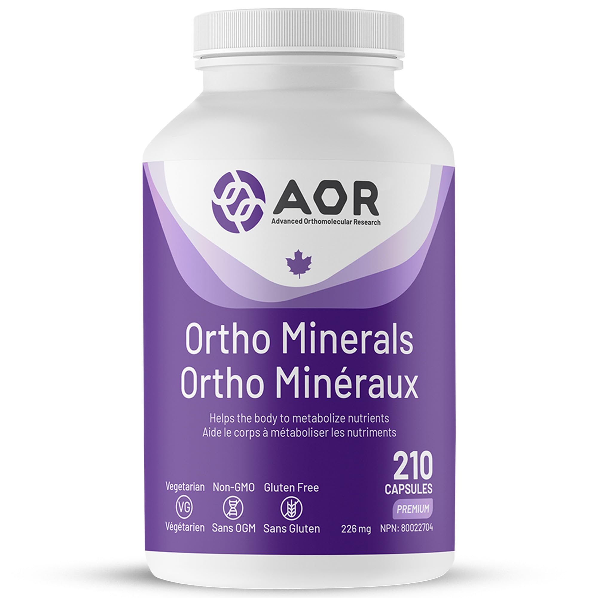 AOR Ortho Minerals, 210 Gélules Végétales, Un Mélange Multiminéral Équilibré Pour 30 Jours, Avec D3, Zinc, Cuivre, Chrome, Soutient le Bien-être Quotidien, le Métabolisme, la Fonction Osseuse et Musculaire, Sans OGM, Sans Gluten