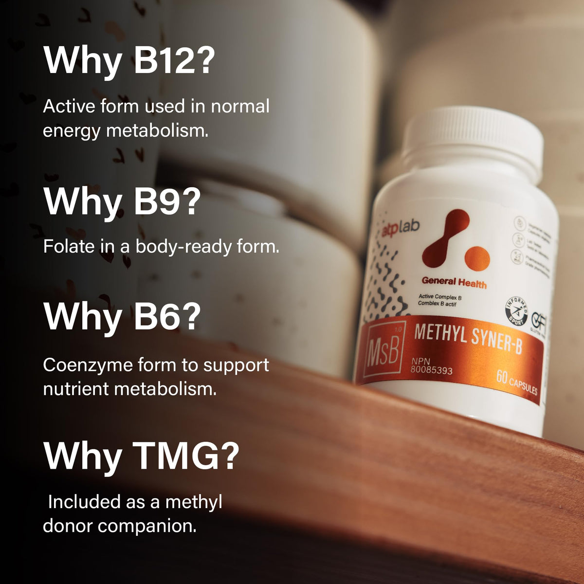 atplab Methyl Syner-B Vitamin B Complex, Methylated B Complex, 60 Capsules