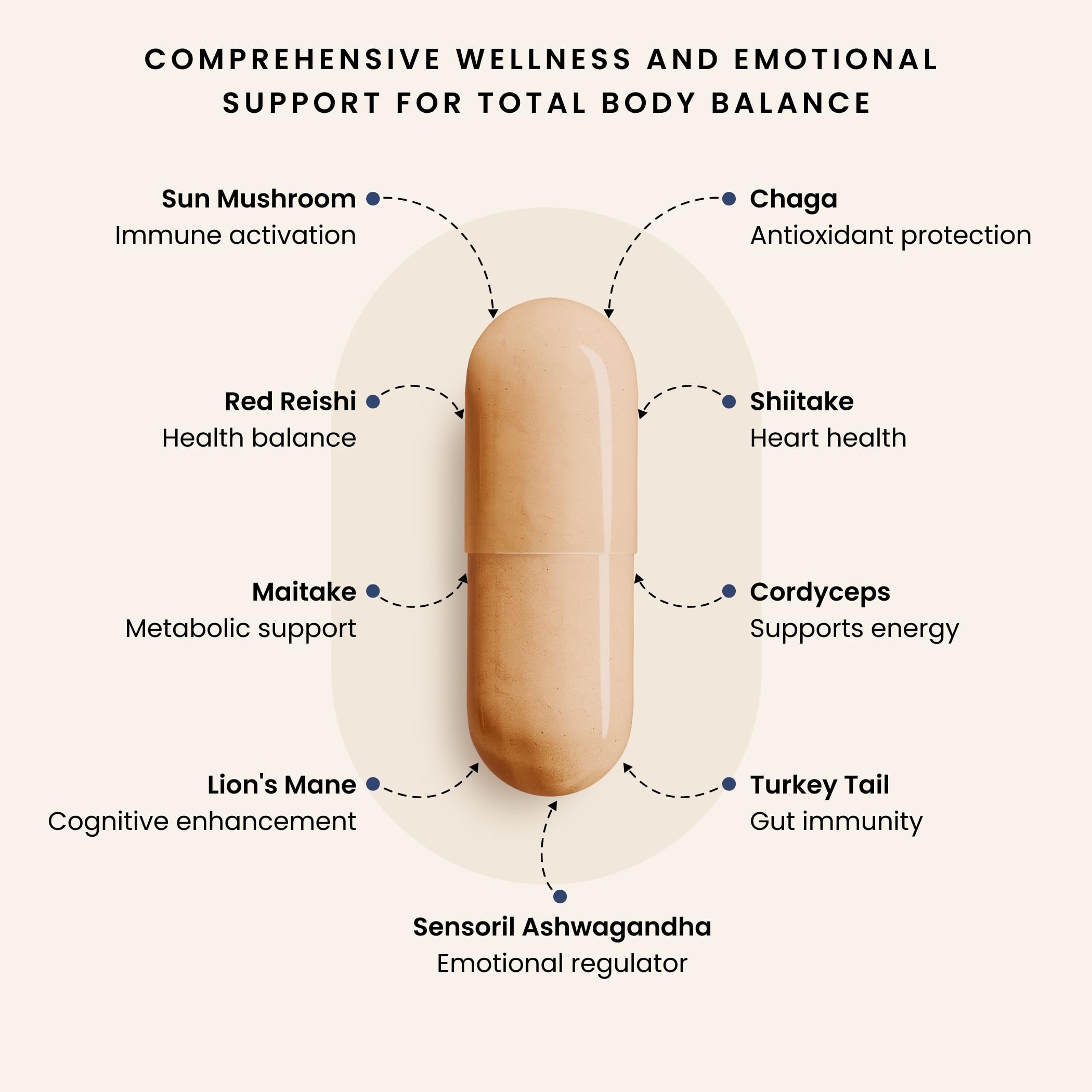 PURICA - Champignons micronisés Complete 360 - Soulagement de la pression et soutien immunitaire