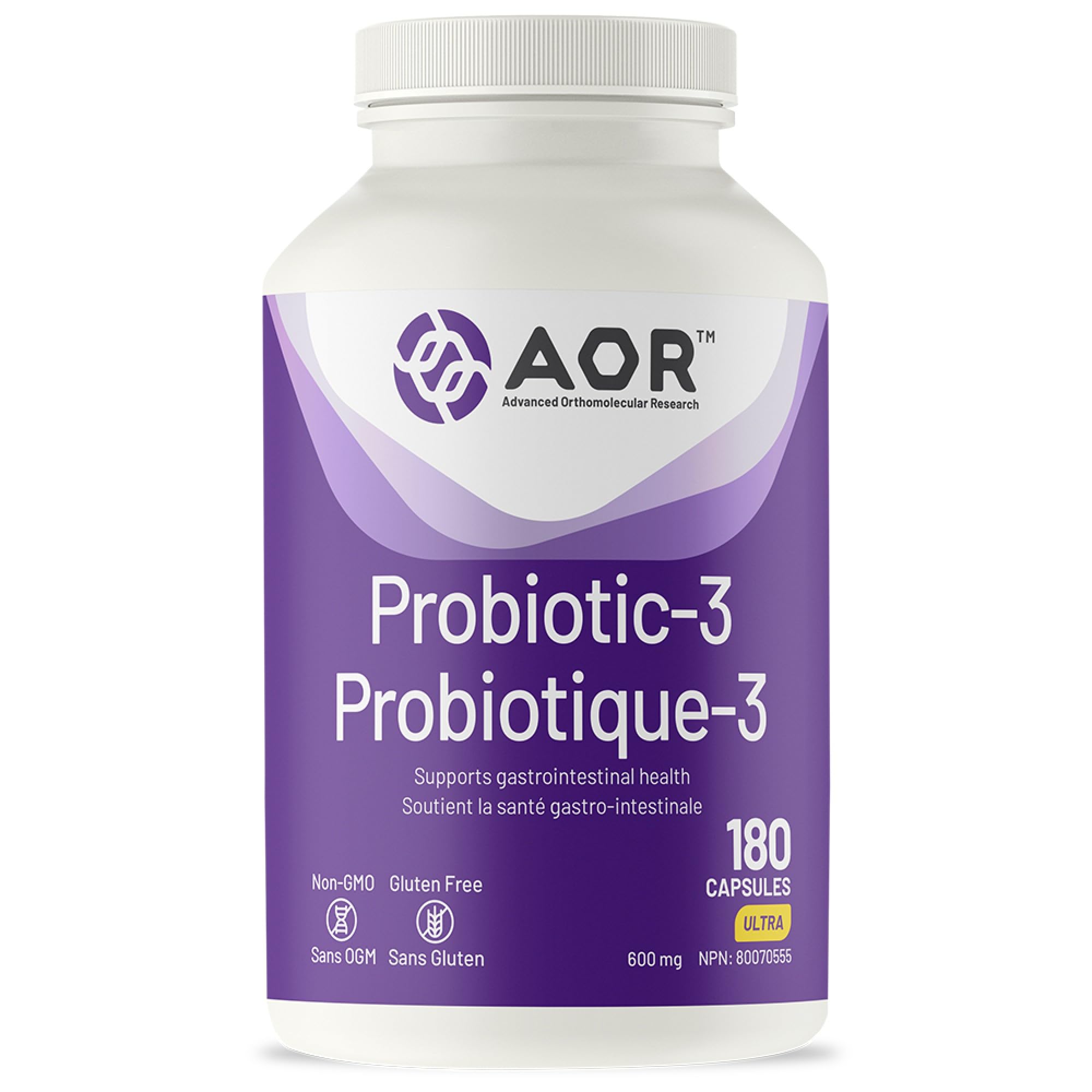 AOR Probiotic 3 - Gut Health Complex for Women & Men, Supports Digestive and Immune System, Contains Probiotics and Digestive Enzymes, Ideal for Balanced Intestinal Flora
