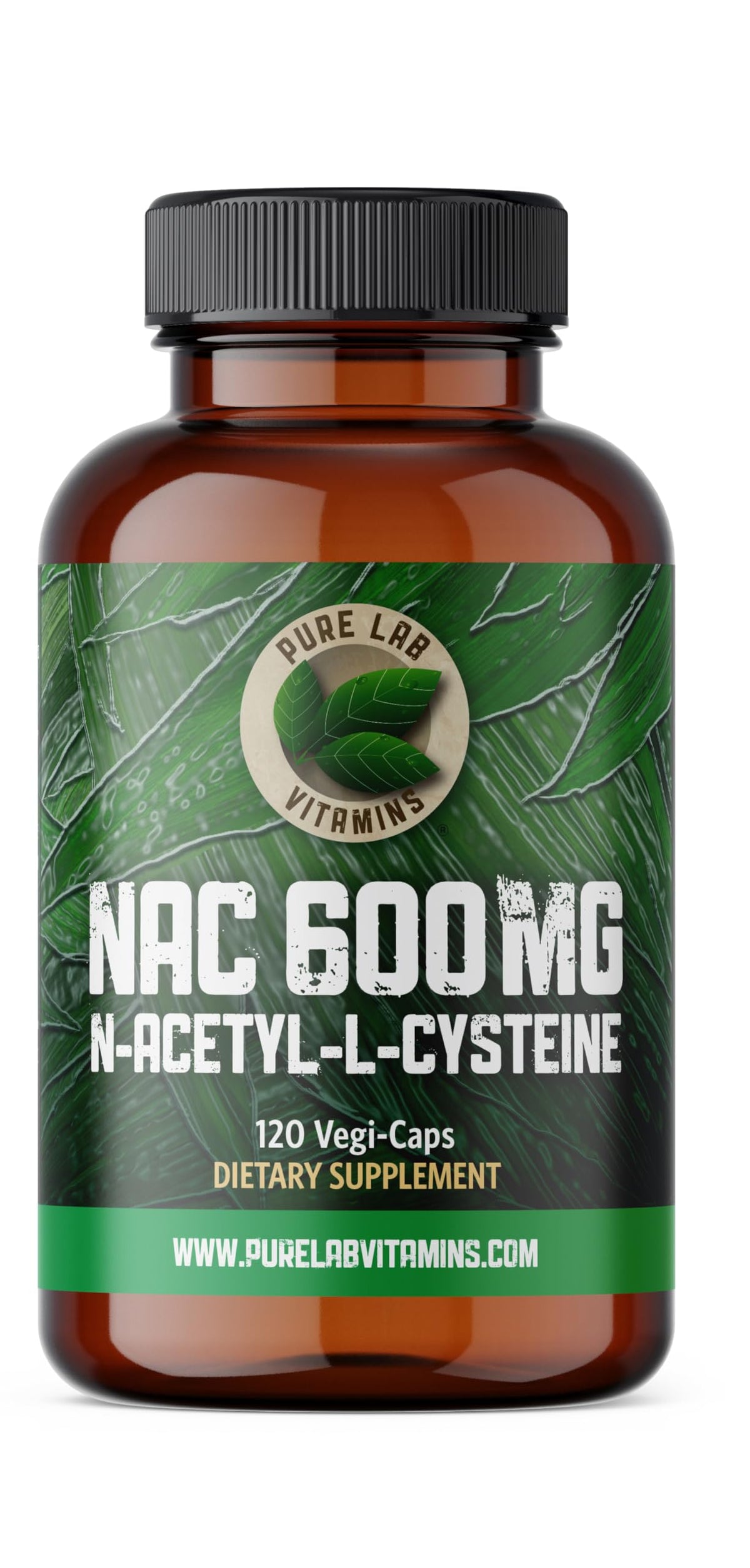 Pure Lab Vitamins - NAC Supplement 600mg, 120 Vegi-Caps 120-Day Supply - Vegan and Gluten-Free - NAC N-Acetyl Cysteine for Immune System Support, Liver, Lung and Brain Health - Glutathione Antioxidant