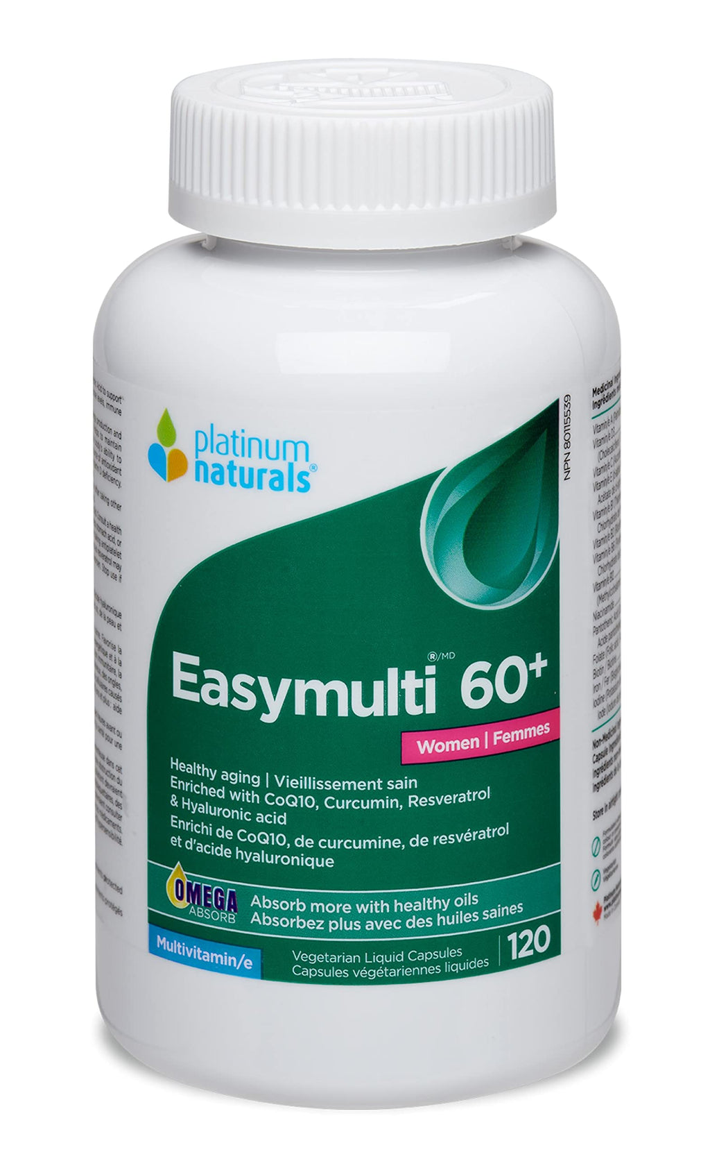 Platinum Naturals Easymulti 60+ for Women - Comprehensive Multivitamin with CoQ10, Omega & Fish Oil for Heart Health, Enhanced with Calcium, Vitamin D3 & B Complex for Immune Support