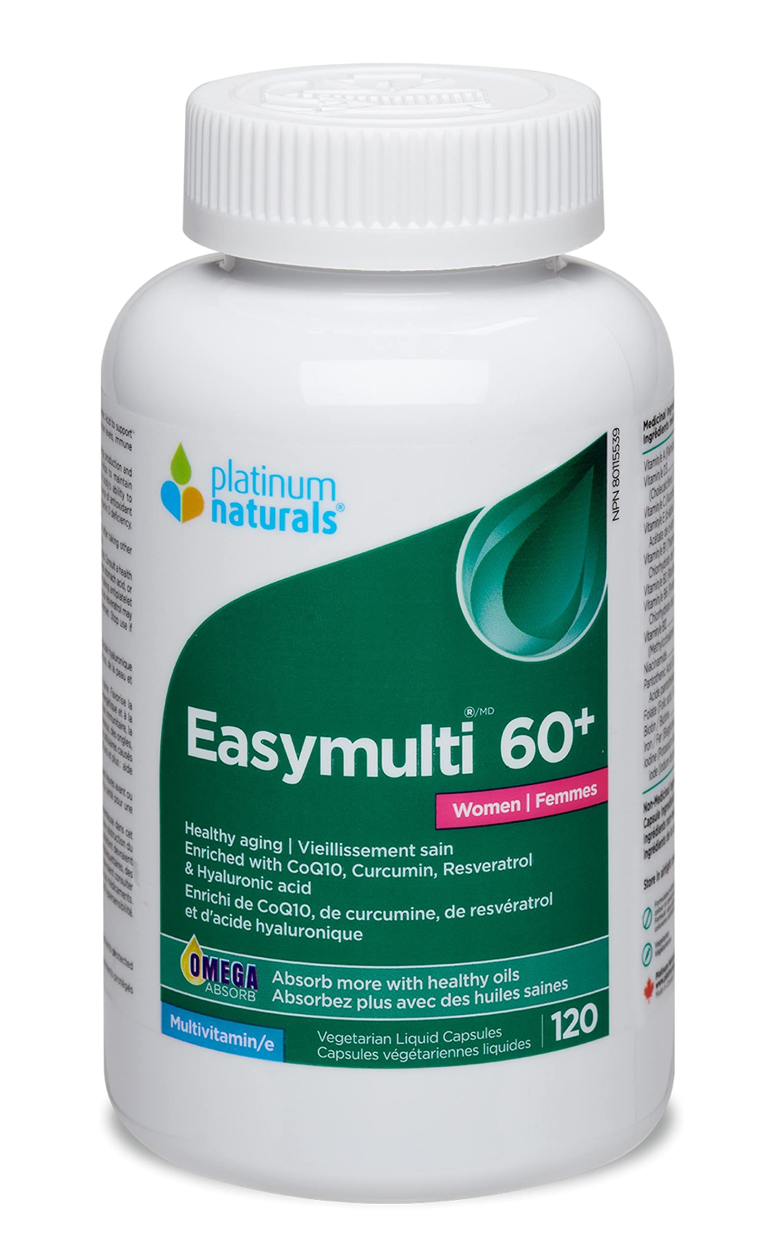 Platinum Naturals Easymulti 60+ for Women - Comprehensive Multivitamin with CoQ10, Omega & Fish Oil for Heart Health, Enhanced with Calcium, Vitamin D3 & B Complex for Immune Support